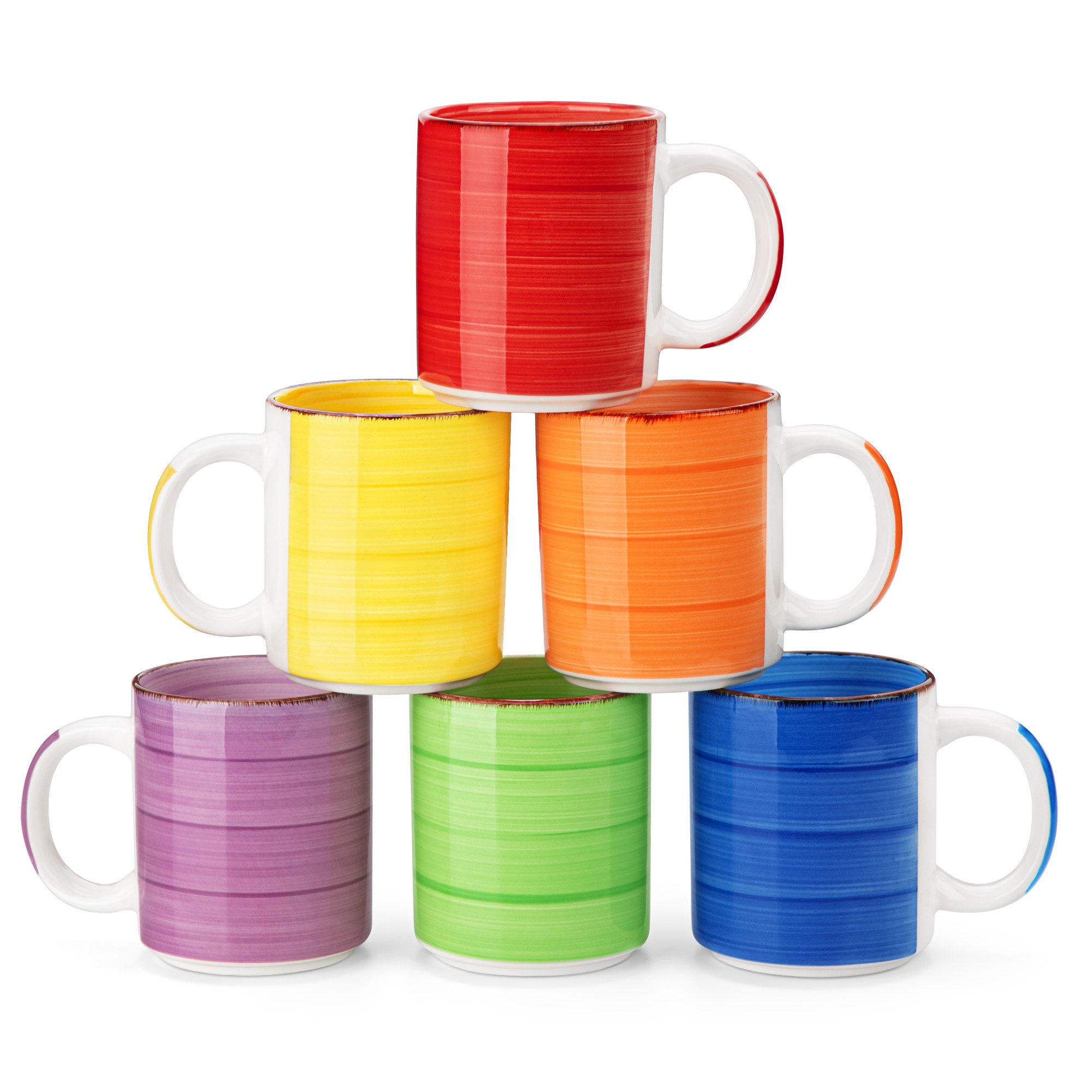 vancasso Tasse 6tlg Becher, Tassen-Set für 6 Personen, Steingut, Bunt, 6-tlg., Steingut