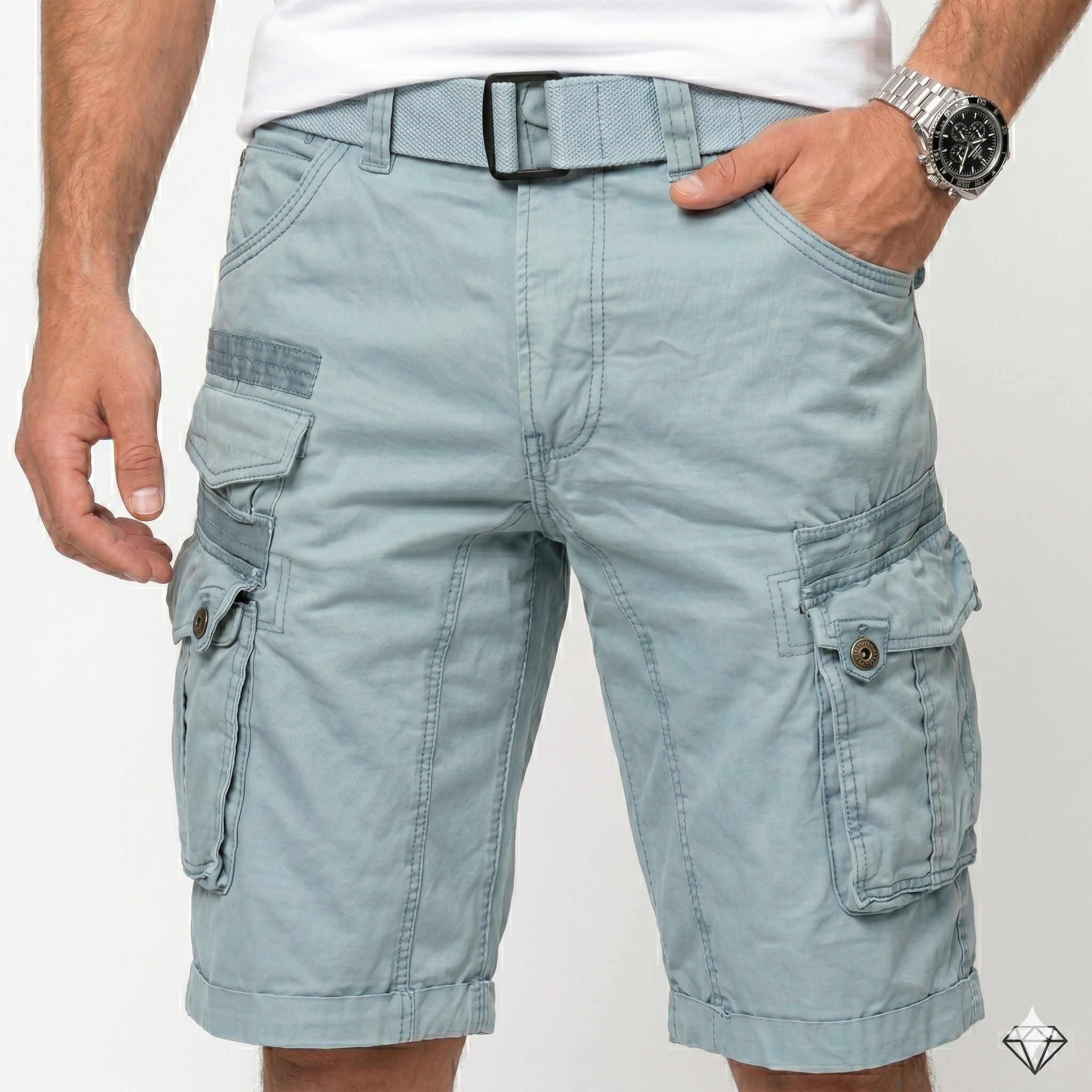 Geographical Norway Cargoshorts kurze Hose aus Baumwolle, Sommer-Bermuda (Packung, 1-tlg) Herrenshorts mit Gürtel Größe S bis 5XL