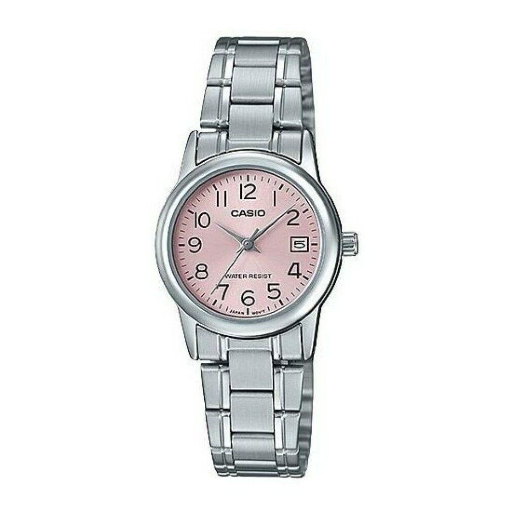 CASIO Luxusuhr #LTP-V002D-4B Women's Standard Stainless Steel Pink Dial Date Watch
