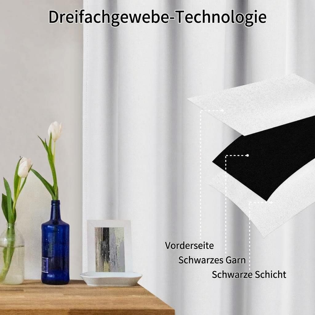 GarveeMore Gardine Verdunkelungsvorhang Scheibengardine Panneaux Kuvertstore, Thermoisolierende Verdunkelungsvorhänge für Küche und kleine Fenster – Bild 5 von 5