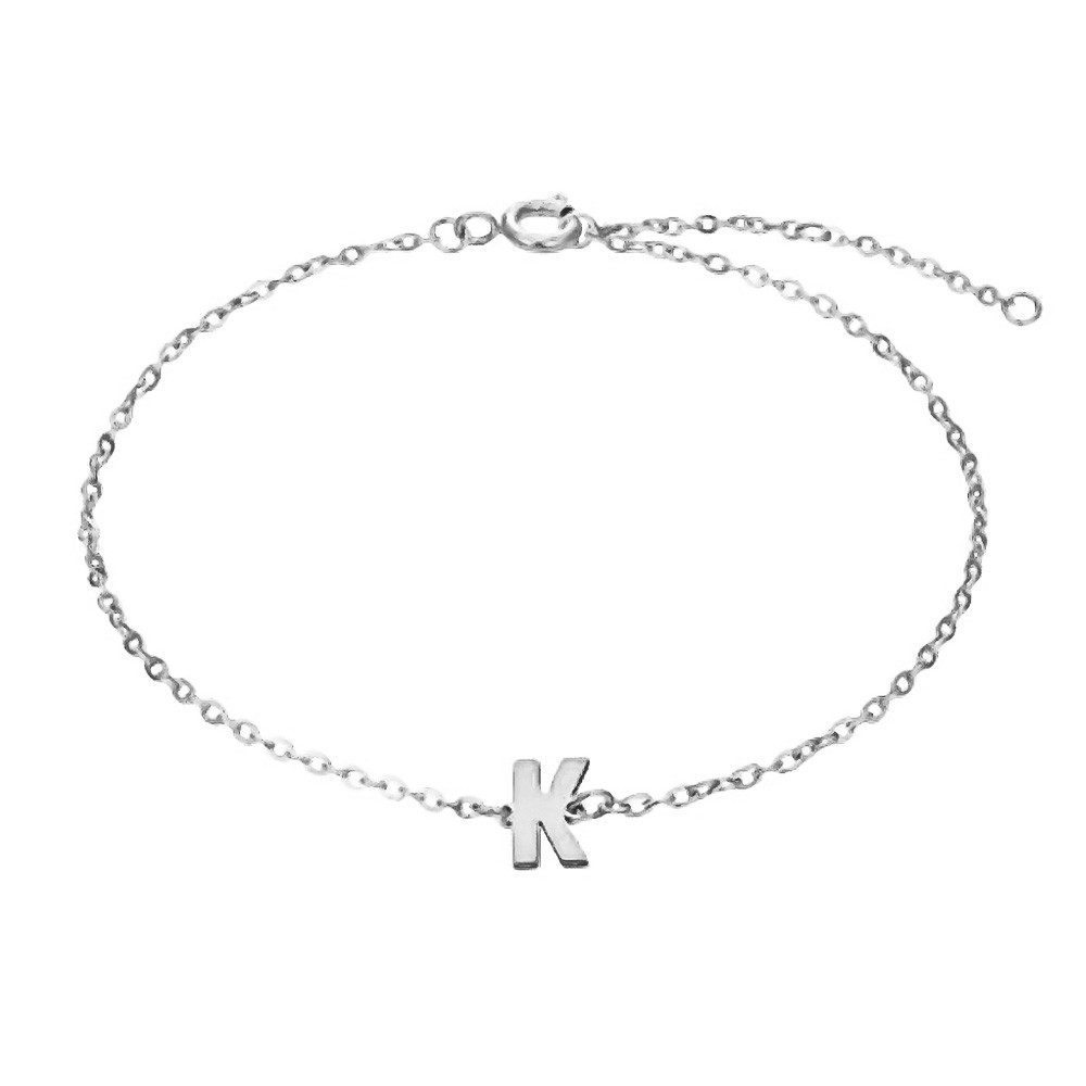 Armband K - Buchstaben Armkette aus Edelstahl Silber Unisex