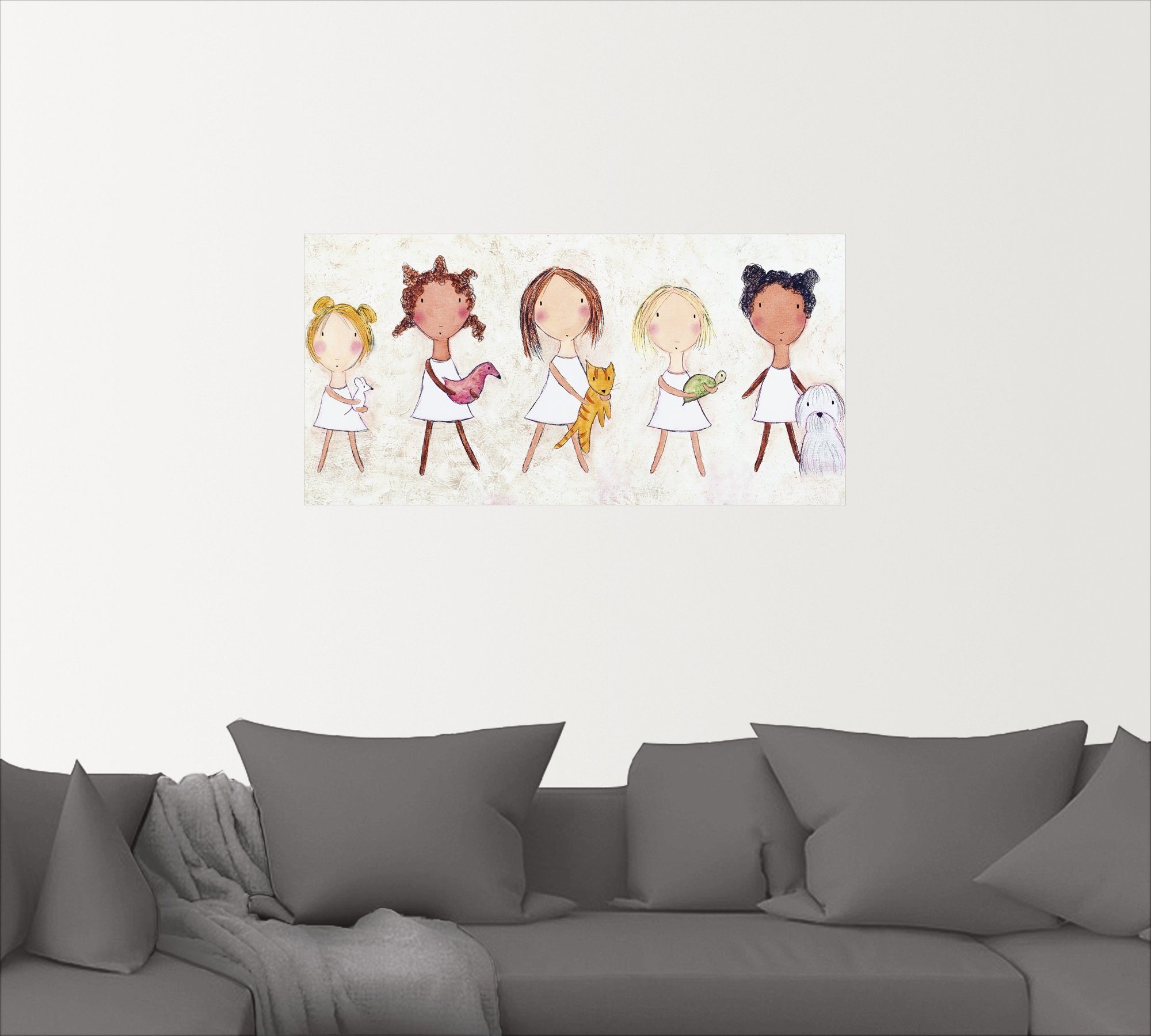 Leinwandbild, St), Kinder (1 Mädchen versch. Alubild, Wandbild oder Wandaufkleber Tieren, mit Poster als Größen in Artland
