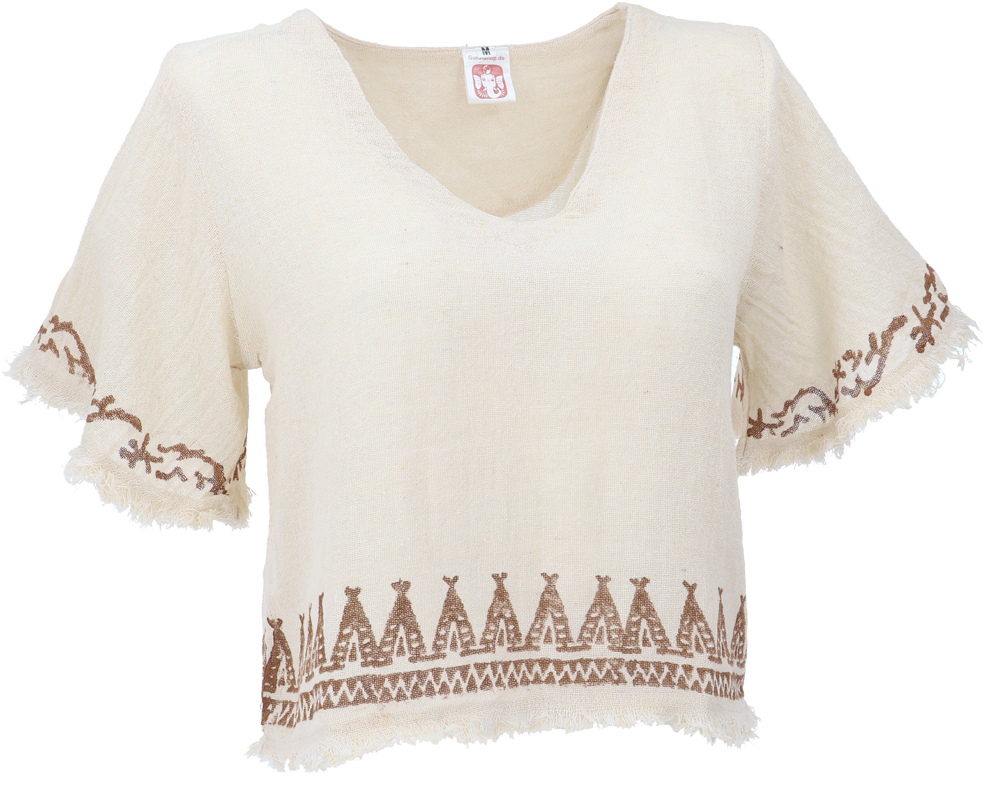Guru-Shop T-Shirt Weites Top mit handgefertigtem Druck,.. Ethno Style, alte günstig online kaufen