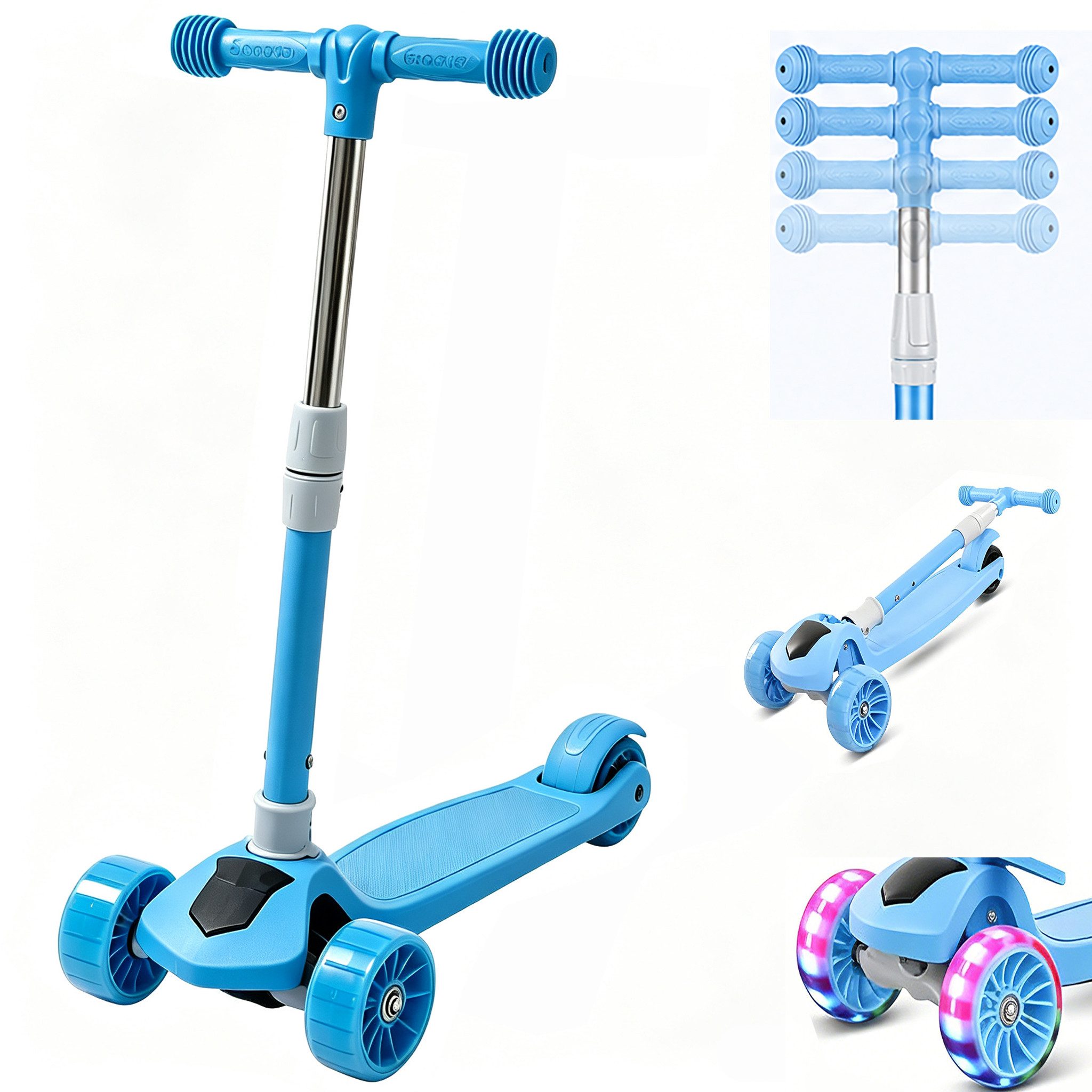 Cityroller Scooter Kinderroller Tretroller Kinderroller Dreiradscooter LED-Räder
