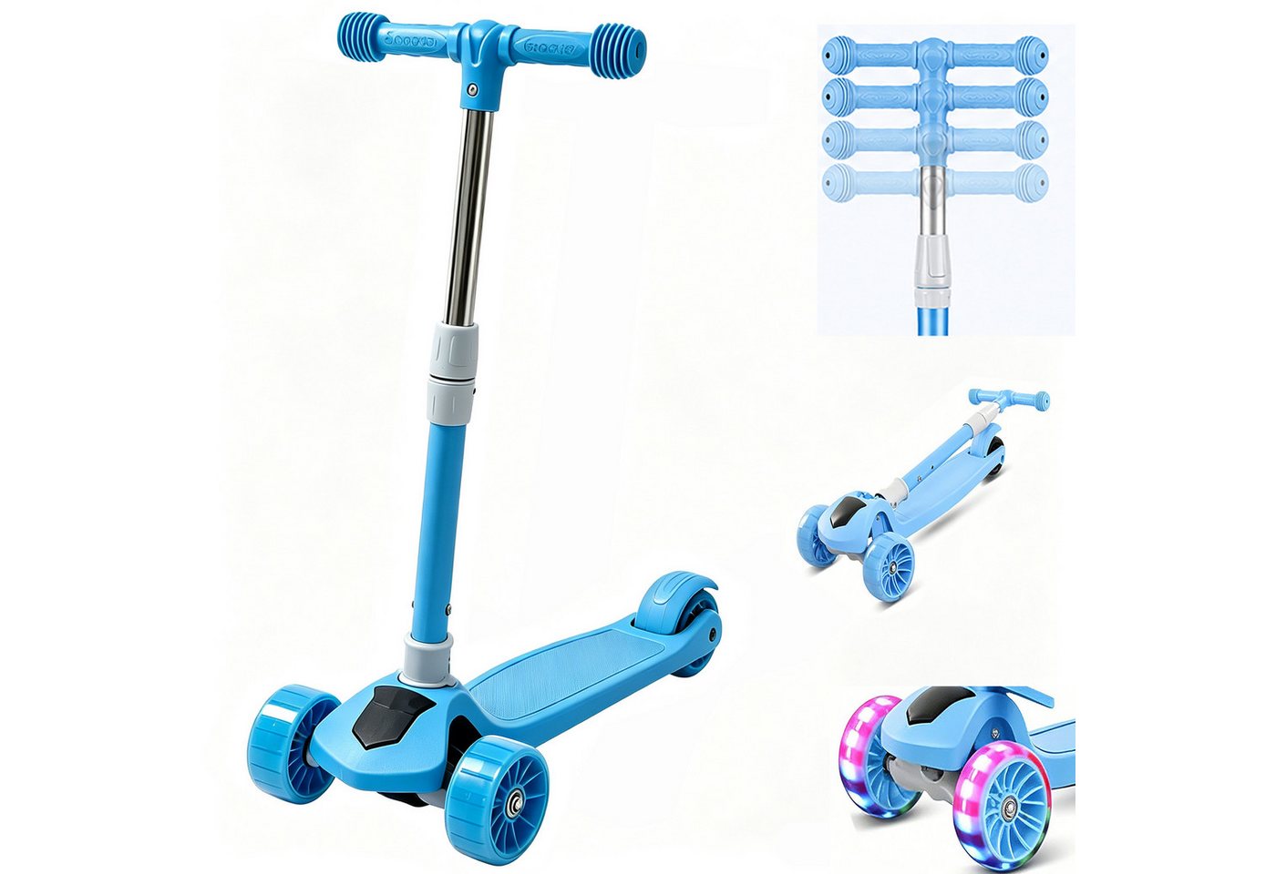 OYLCDI Cityroller Scooter Kinderroller Tretroller Kinderroller Dreiradscooter LED-Räder, bis 40 kg,roller kinder,kinder roller,Höhenverstellbar,Hinterradbremse