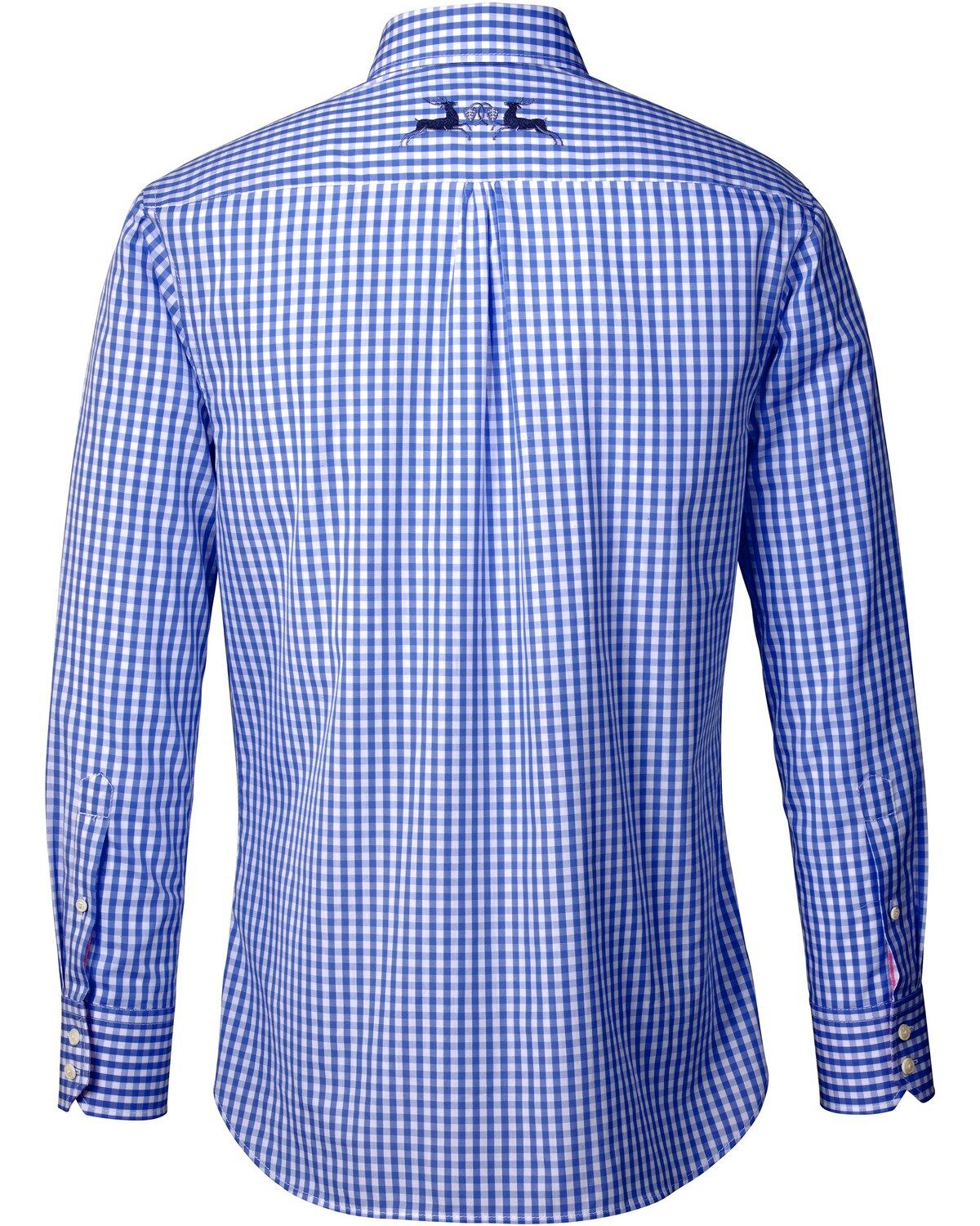 Reitmayer Trachtenhemd Vichykaro-Hemd mit Stickerei Blau
