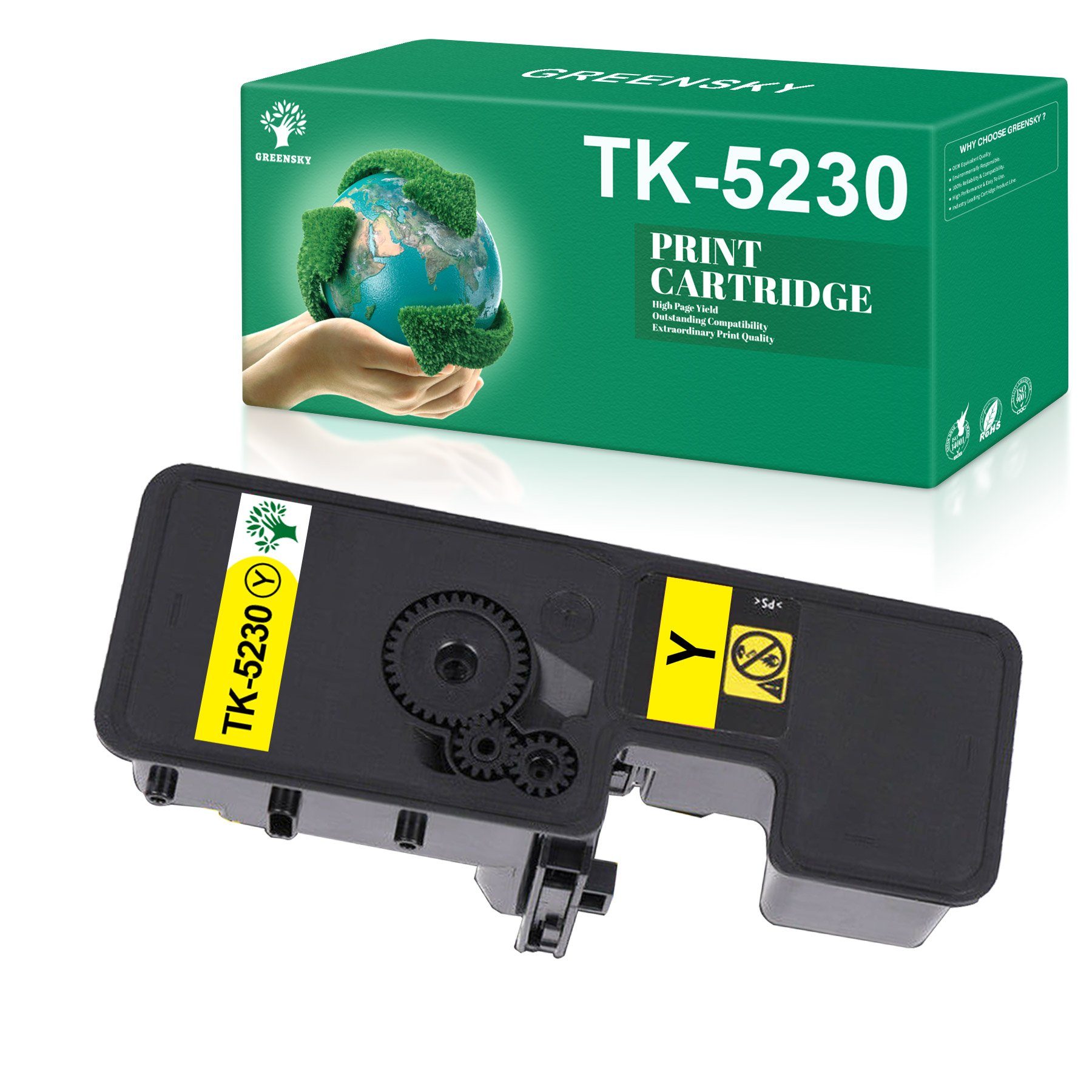 Greensky Tonerpatrone TK-5230 TK5230 Ersatz für Kyocera, (TK5230 TK5230K TK-5230C TK-5230M TK-5230Y, Einzelfarbe), für ECOSYS M5521CDN M5521CDW P5021CDN P5021CDW Gelb