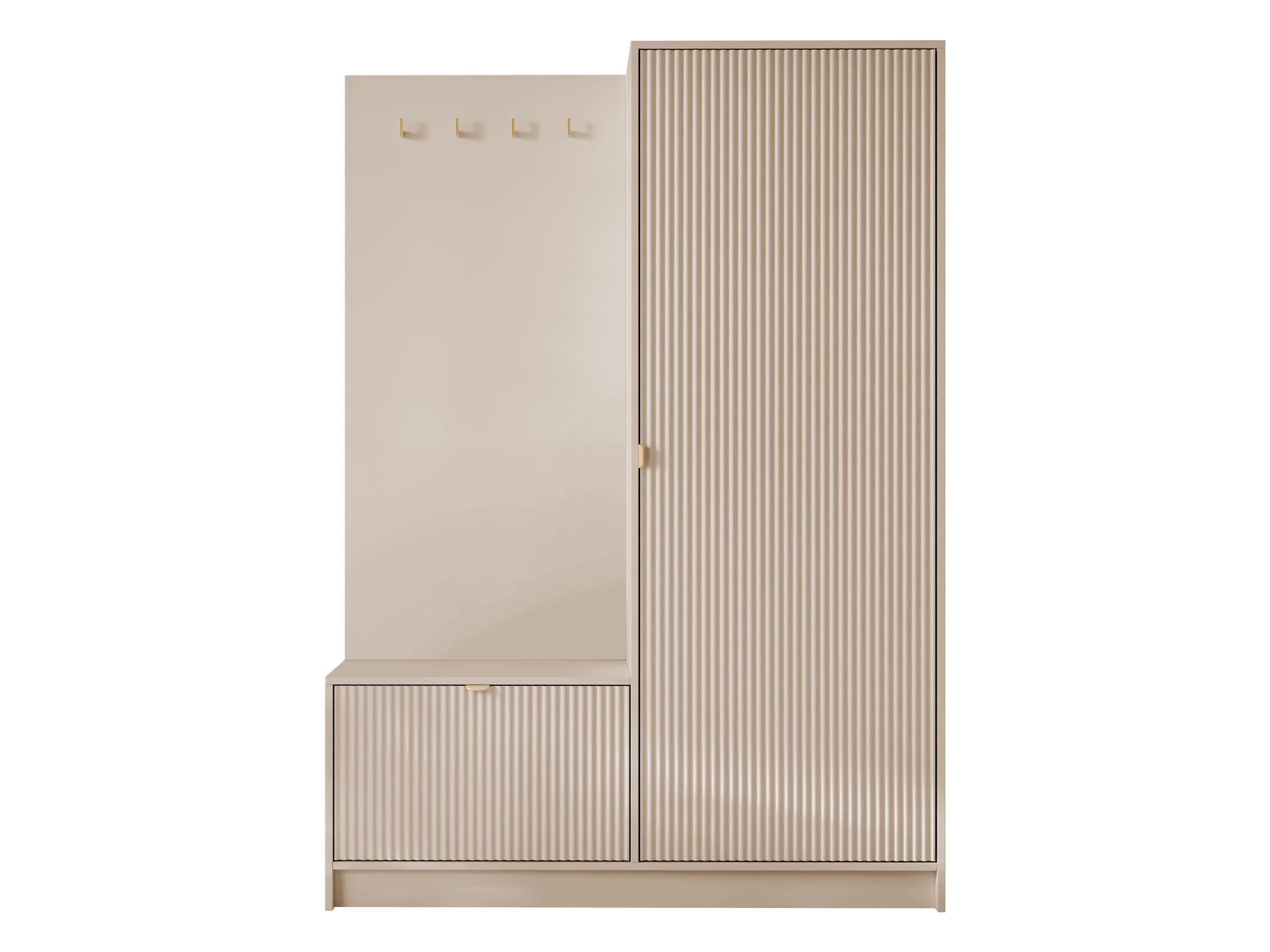 MIRJAN24 Garderoben-Set Tireno, (mit Drehtür und Klappe), 120x40x180 cm, Enthält 4 Kleiderhaken