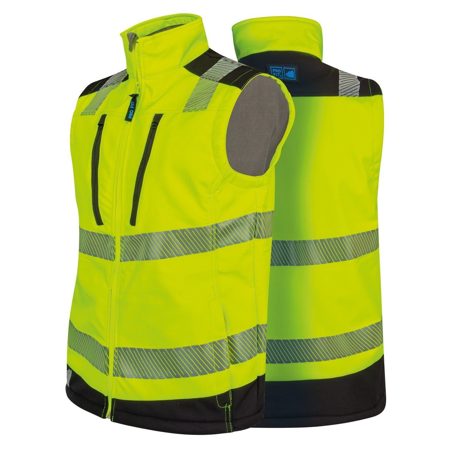 PRO FIT by Fitzner Arbeitsweste Warnschutz, Sicherheitsweste aus Softshell, Unisex (1-tlg) Wind- und Wasserabweisend, Atmungsaktiv, Fleecematerial