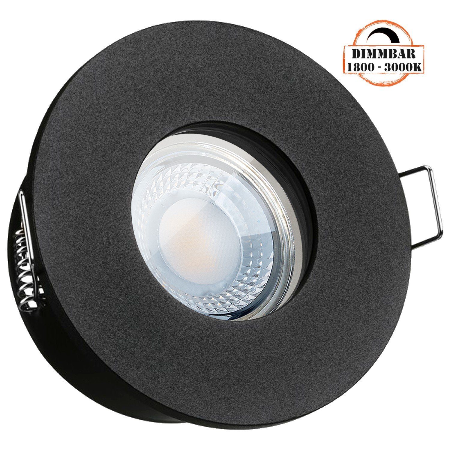 LEDANDO LED Einbaustrahler IP65 LED Einbaustrahler Set extra flach in schwarz mit 5W LED von LEDA