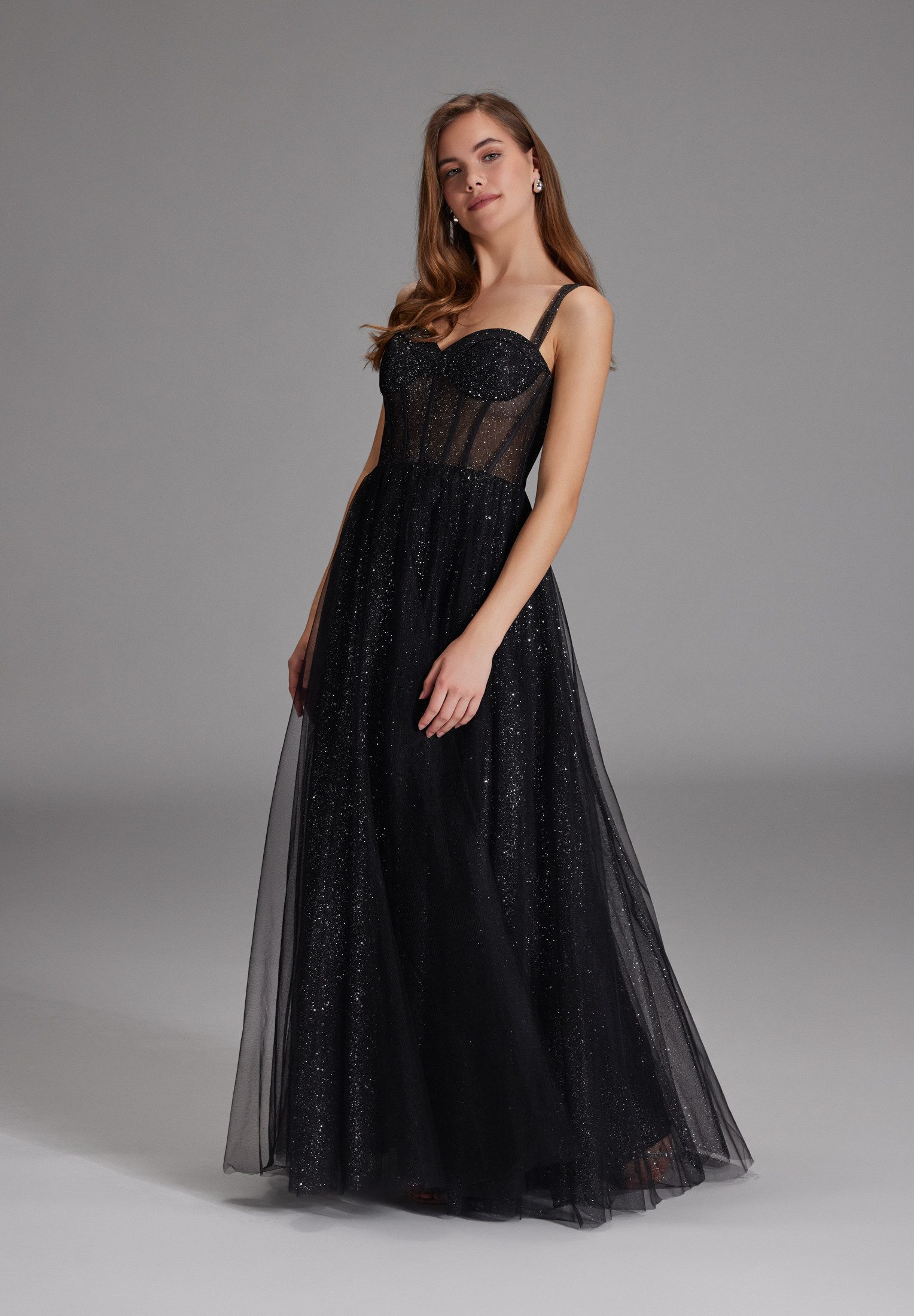 Hey Kyla Abendkleid - Tüllrobe mit Schimmereffekt A-Linie günstig online kaufen