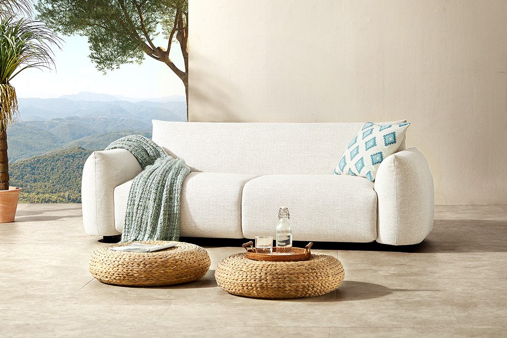 riess-ambiente Loungesofa SEAHAWK 210cm creme · wetterfeste 2-Sitzer Couch für Garten, Terrasse, Einzelartikel 1 Teile, Balkonsofa · Gartenmöbel · eckig · Polsterung · Aluminium · Olefin