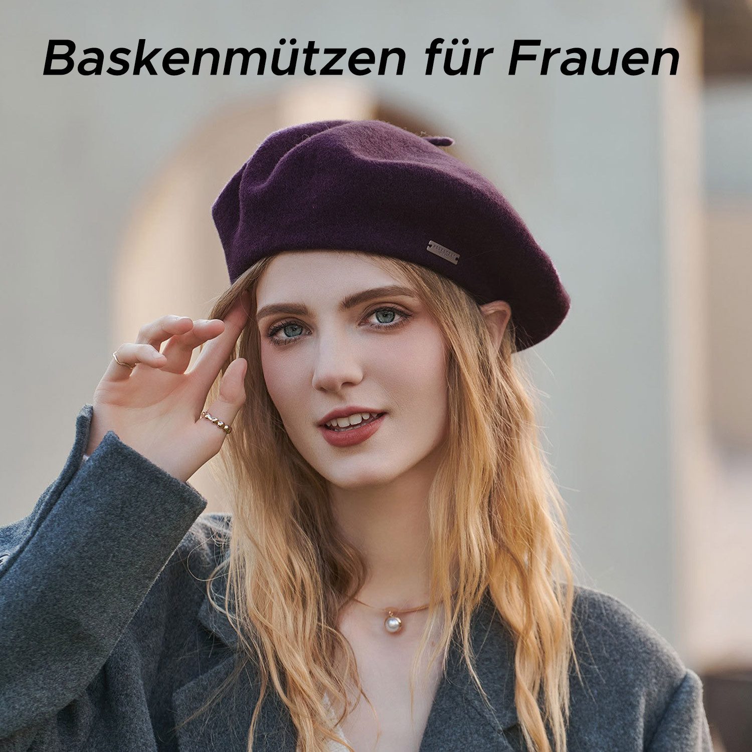 Refttenw Baskenmütze Damen Französische Barett, Klassische Woll Baskenmütze günstig online kaufen