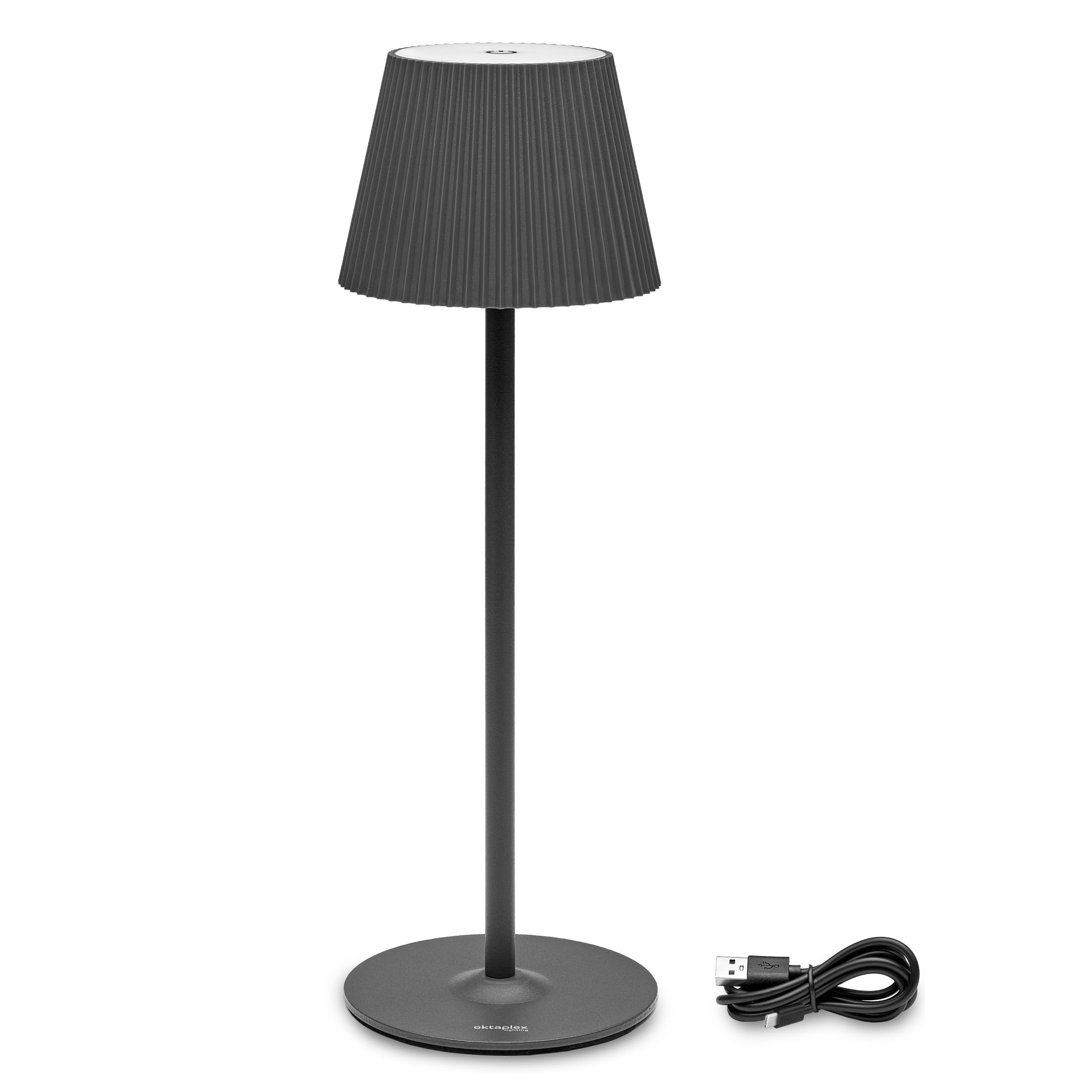 Oktaplex lighting Tischleuchte dimmbar 2700K warmweißes Licht, Dimmbar, LED, 10724, 200lm Akku bis zu 60 Stunden