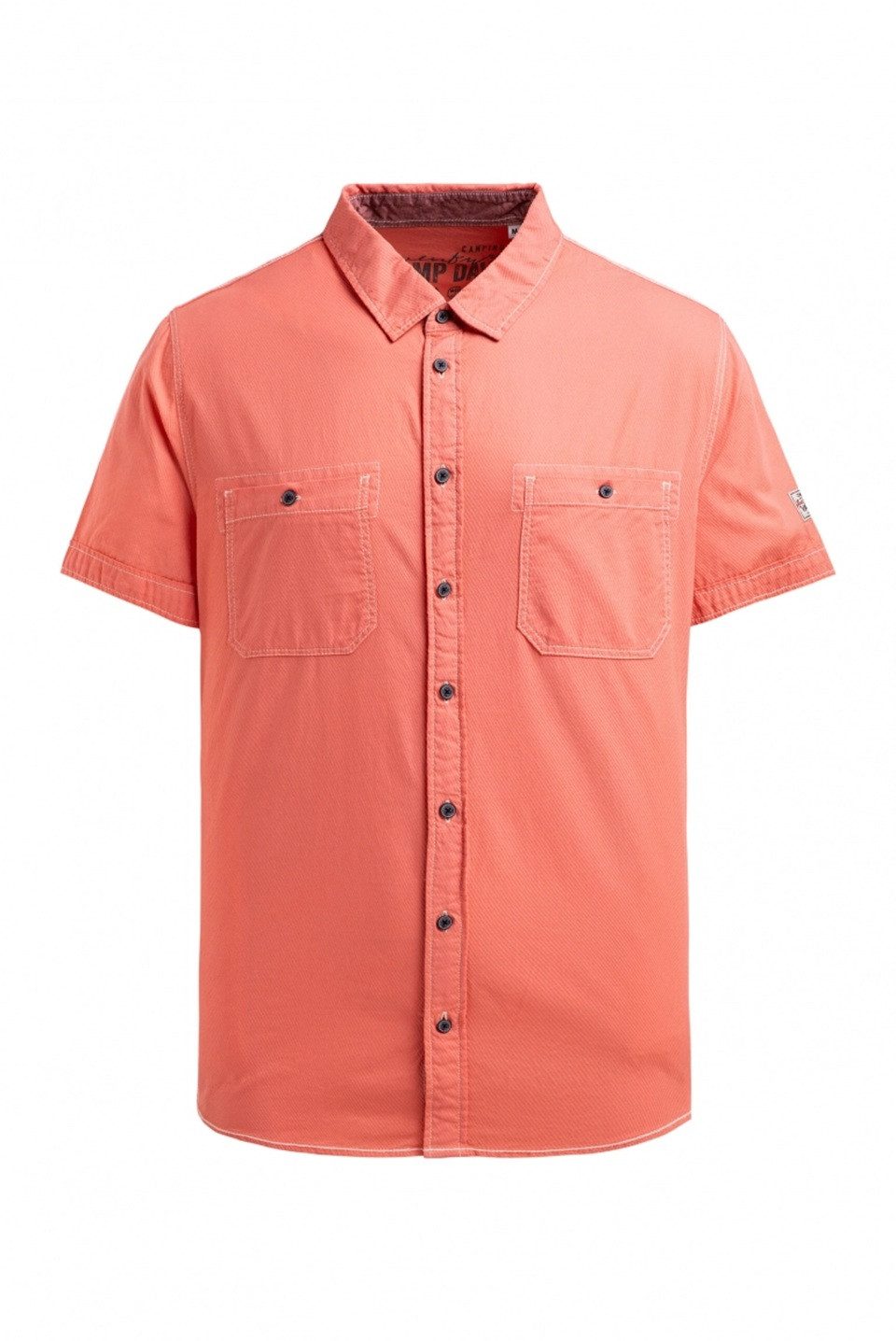 CAMP DAVID Kurzarmhemd mit diagonaler Dobby-Struktur wild salmon