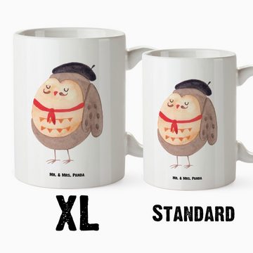 Mr. & Mrs. Panda Tasse Eule Frankreich - Weiß - Geschenk, glücklich, Groß, hibou, Grosse Kaf, XL Tasse Keramik, Prächtiger Farbdruck