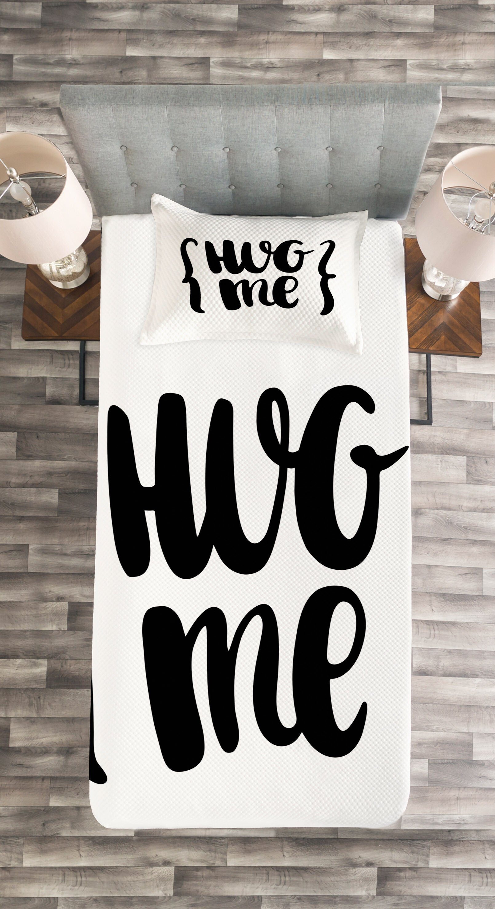 Hug von Kissenbezügen Tagesdecke Kalligraphie Me Abakuhaus, Pinsel Set Umarmung mit Waschbar,