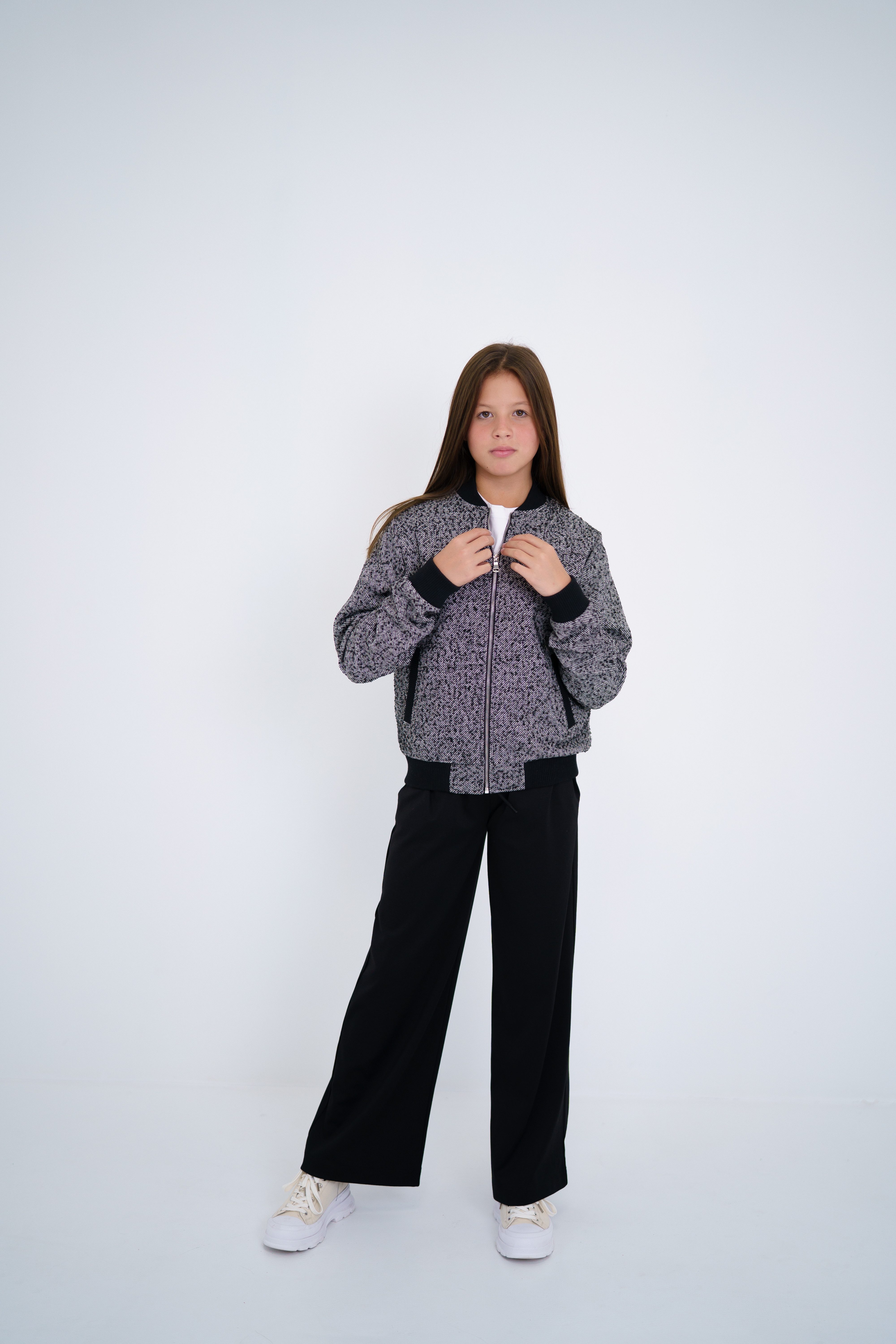 LEMONI Bomberjacke Wärmende graue Bomber-Jacke / Blouson mit Bouclé-Struktur für Mädchen mit Bouclé-Struktur