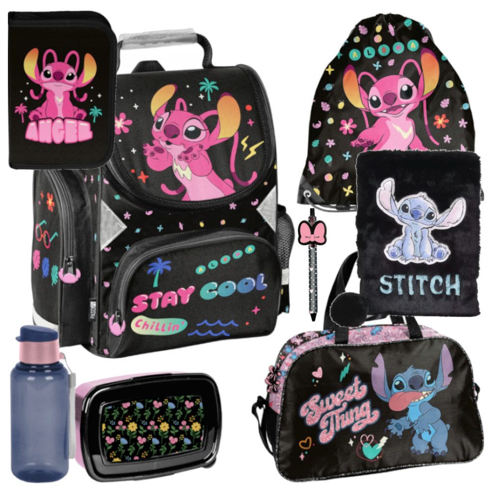 PASO Schulrucksack Mega Schulset XXL 8-tlg. - Lilo & Stitch Disney (Schulranzen-Set XXL, 8-tlg)