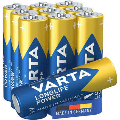 VARTA LONGLIFE Power Batterie, (10 St), AA, mit langer Lebensdauer