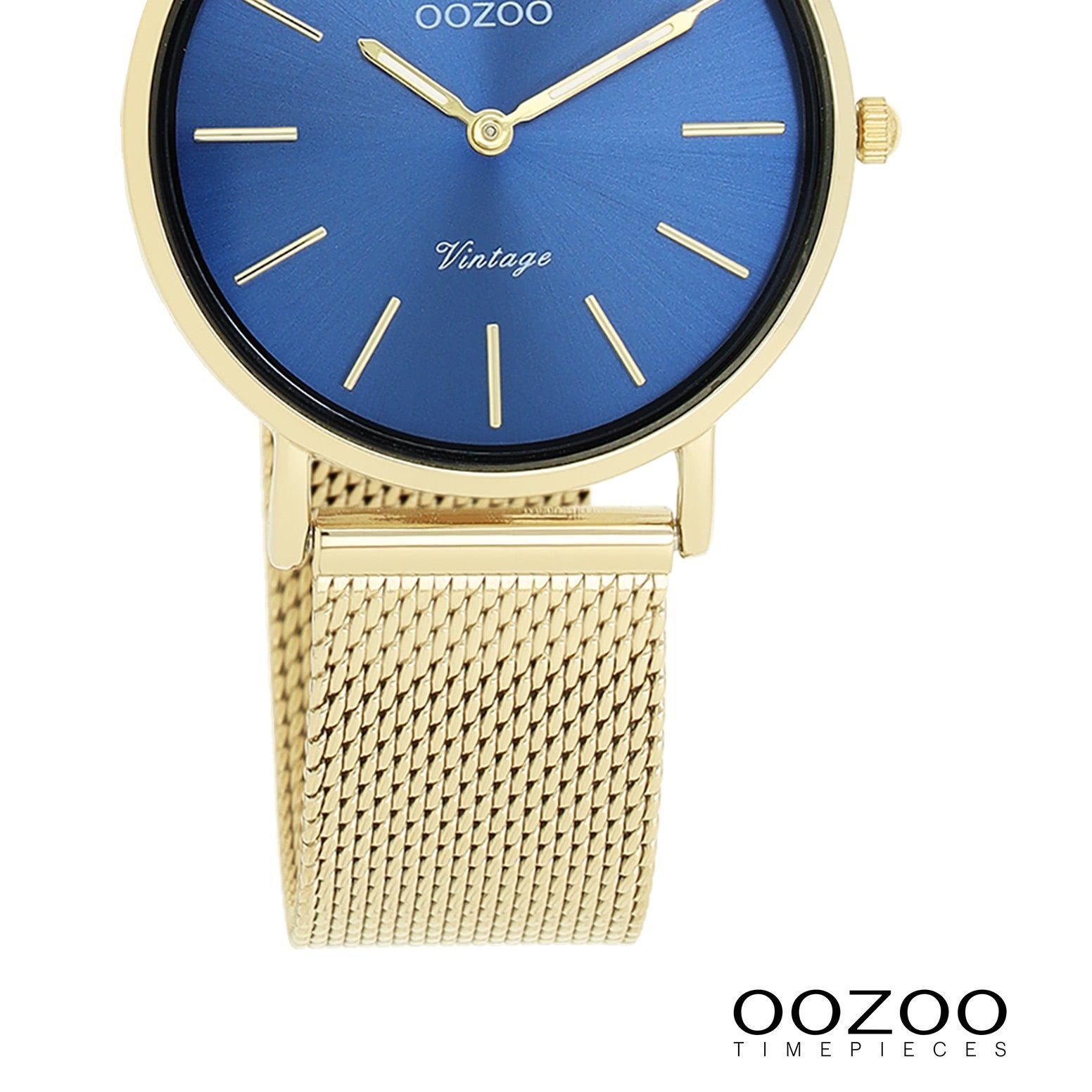 OOZOO Quarzuhr Oozoo Damen Armbanduhr Vintage Series, (Analoguhr), Damenuhr rund, mittel (ca. 32mm) Metall, Mesharmband, Casual-Style