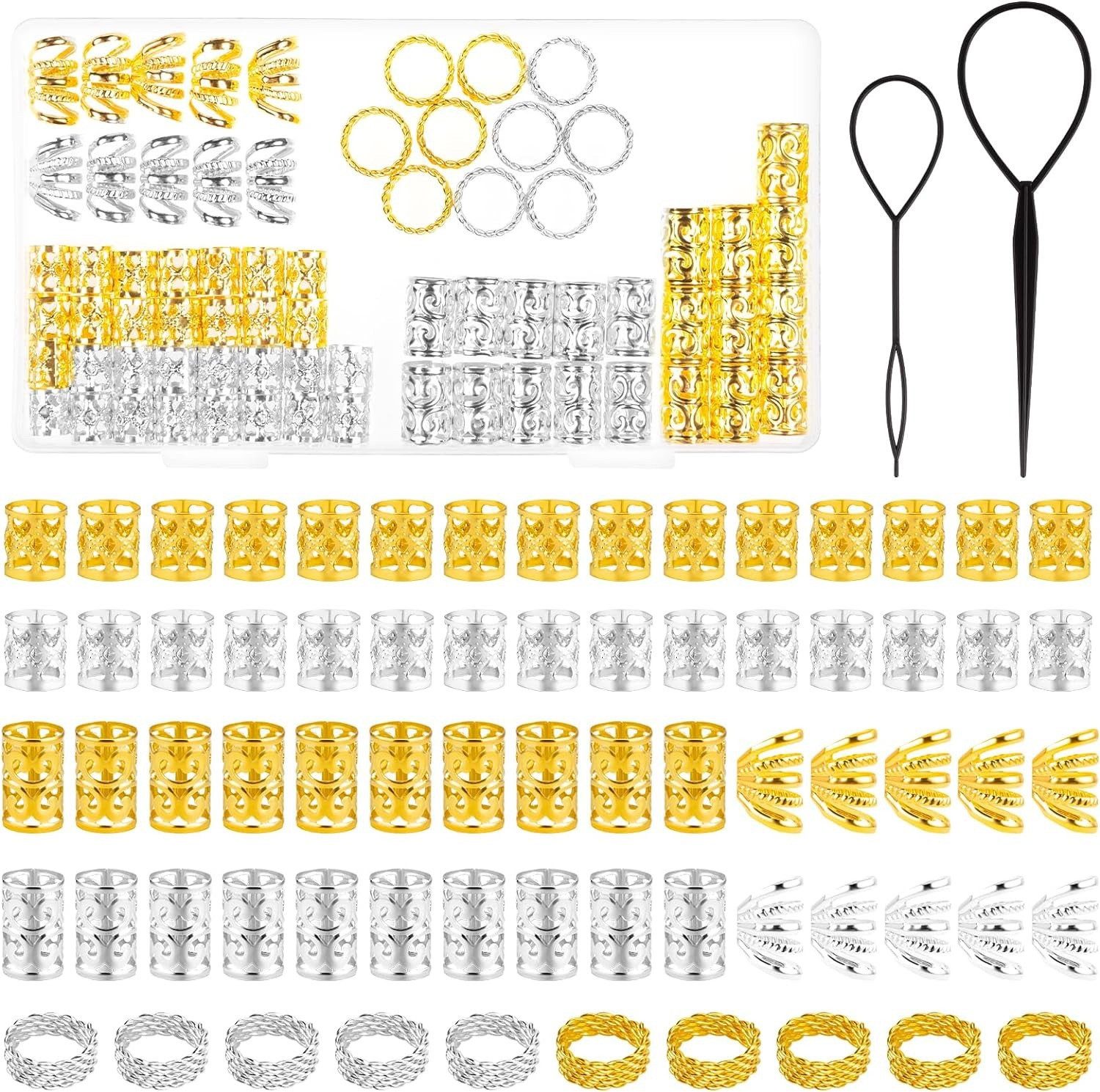 Zaewry Haarspange 72 Stück Dreadlocks Schmuck Haarspiralen Clips, Gewebter Haarschmuck, für Damen Herren