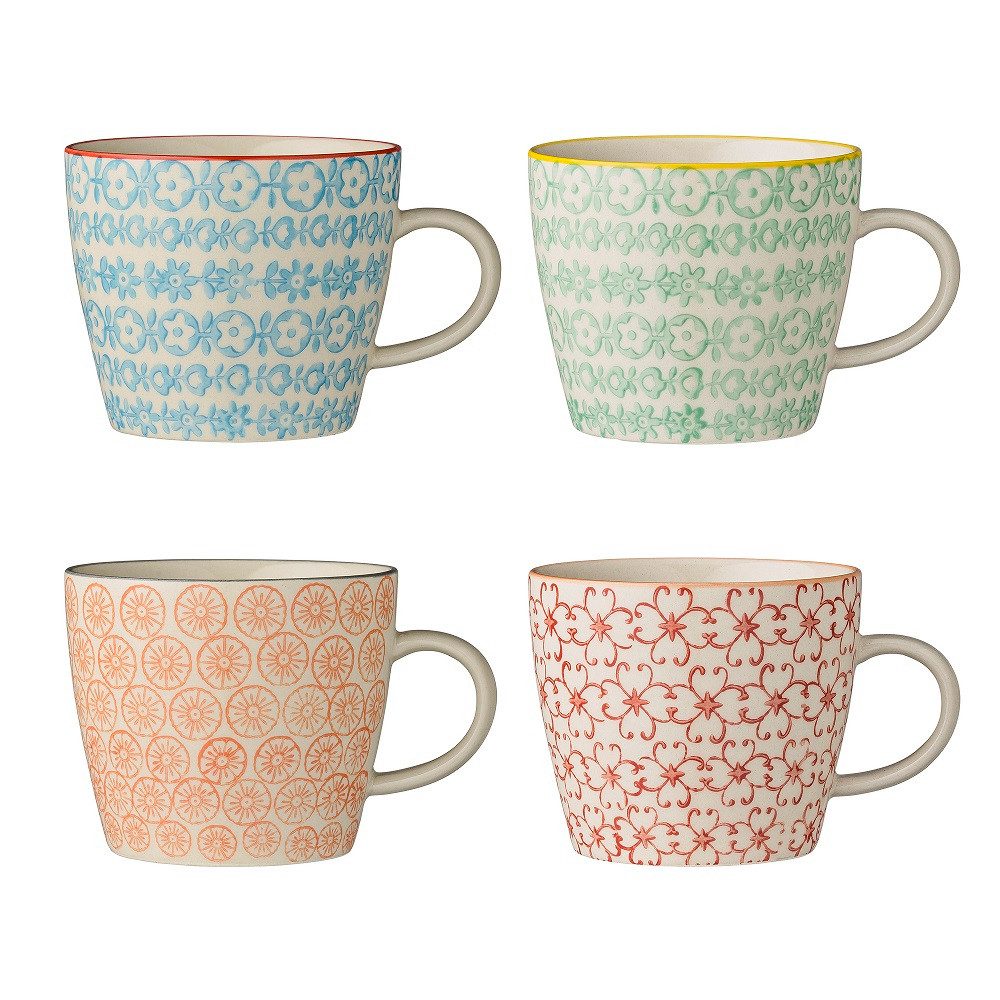 Bloomingville Becher Bloomingville Carla Becher Rot 300 ml Steingut 4er Set, Steingut