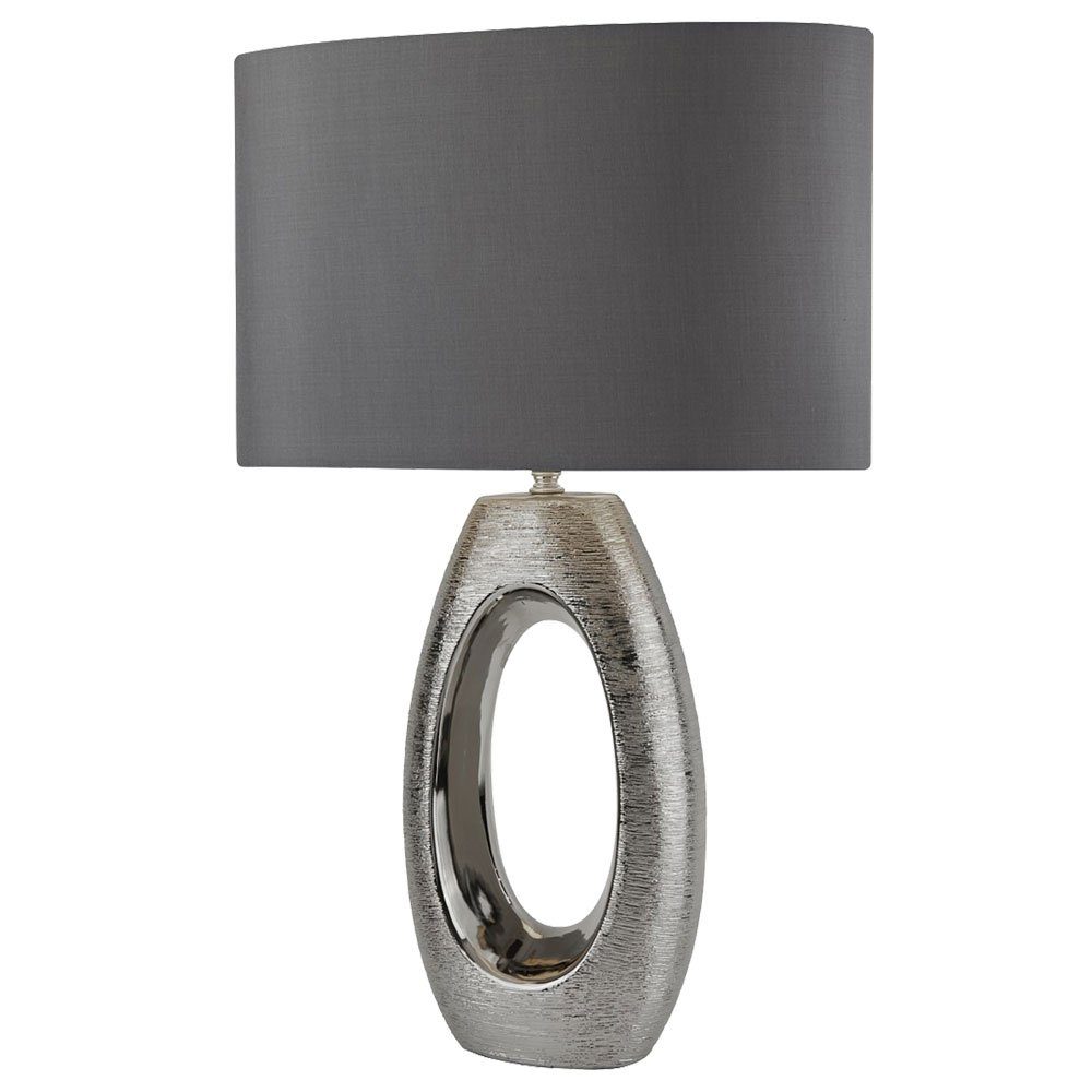 Searchlight Tischleuchte, Leuchtmittel nicht inklusive, Schreib Tisch Leuchte Arbeits Zimmer Textil Schirm Büro Chrom Lampe