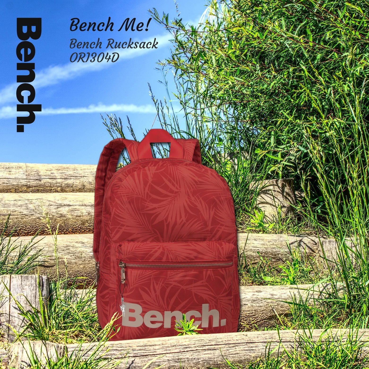 Bench. Freizeitrucksack Bench kleiner Cityrucksack Nylon weinrot, Freizeitrucksack, Cityrucksack Nylon, rot, silber ca. 35cm hoch, Blätt