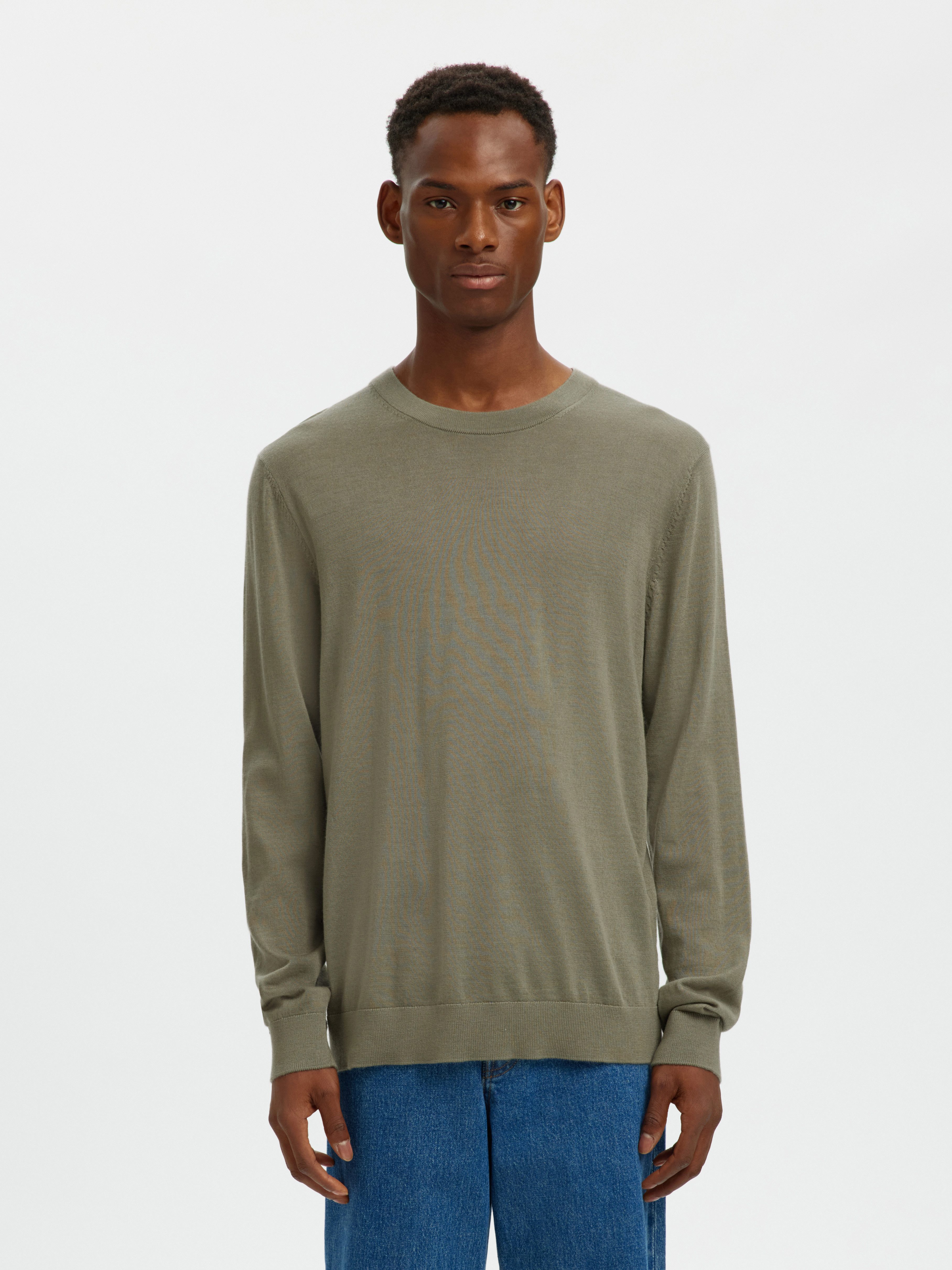 Selected Strickpullover SLHTRAY LS KNIT MERINO CREW NECK NOOS Wolle, regular fit