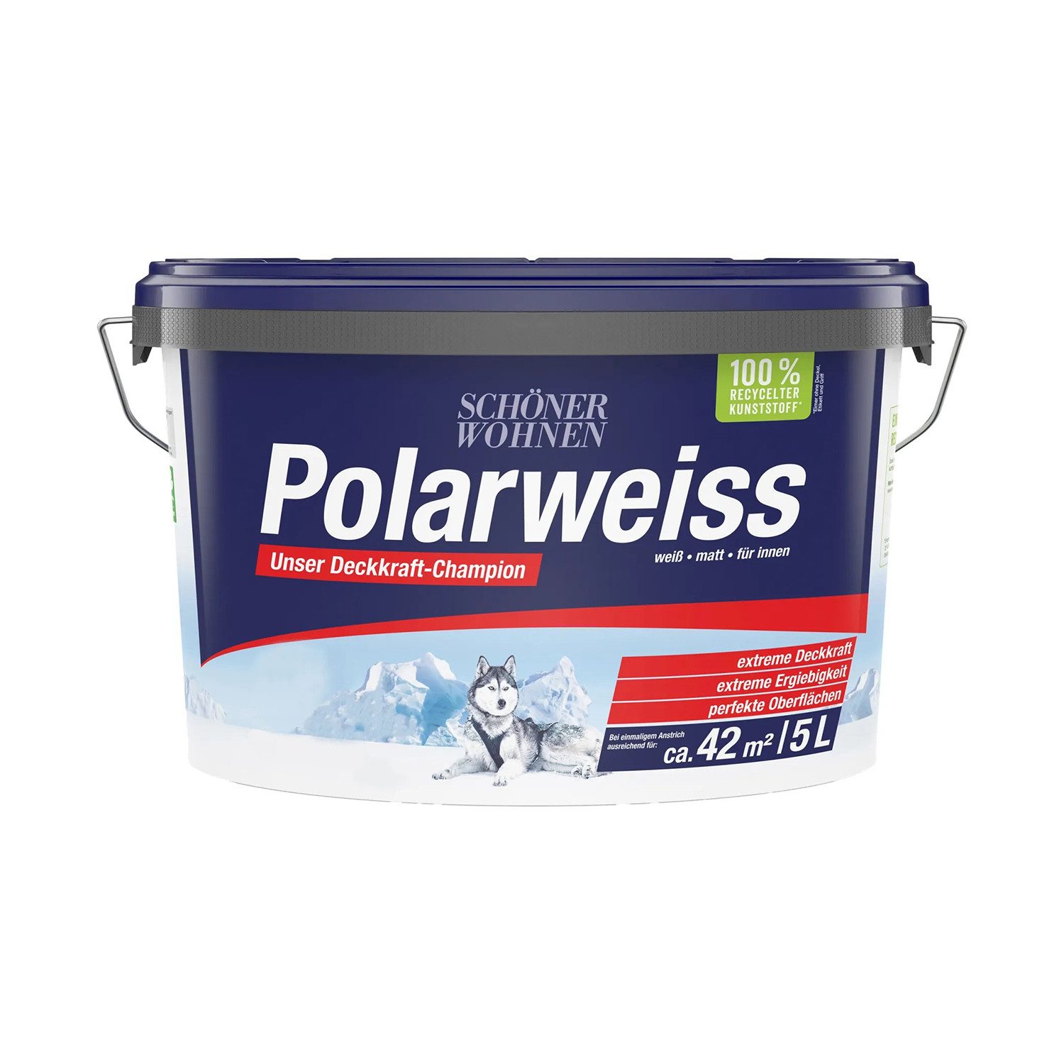 SCHÖNER WOHNEN FARBE Wand- und Deckenfarbe Polarweiss 5 Liter (274035), hoher Weißheitsgrad, Spritz-Frei, Lösemittelfrei