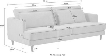 TOM TAILOR HOME 3,5-Sitzer WESTCOAST, inkl. Nierenkissen, Füße Eiche natur, Breite 200 cm