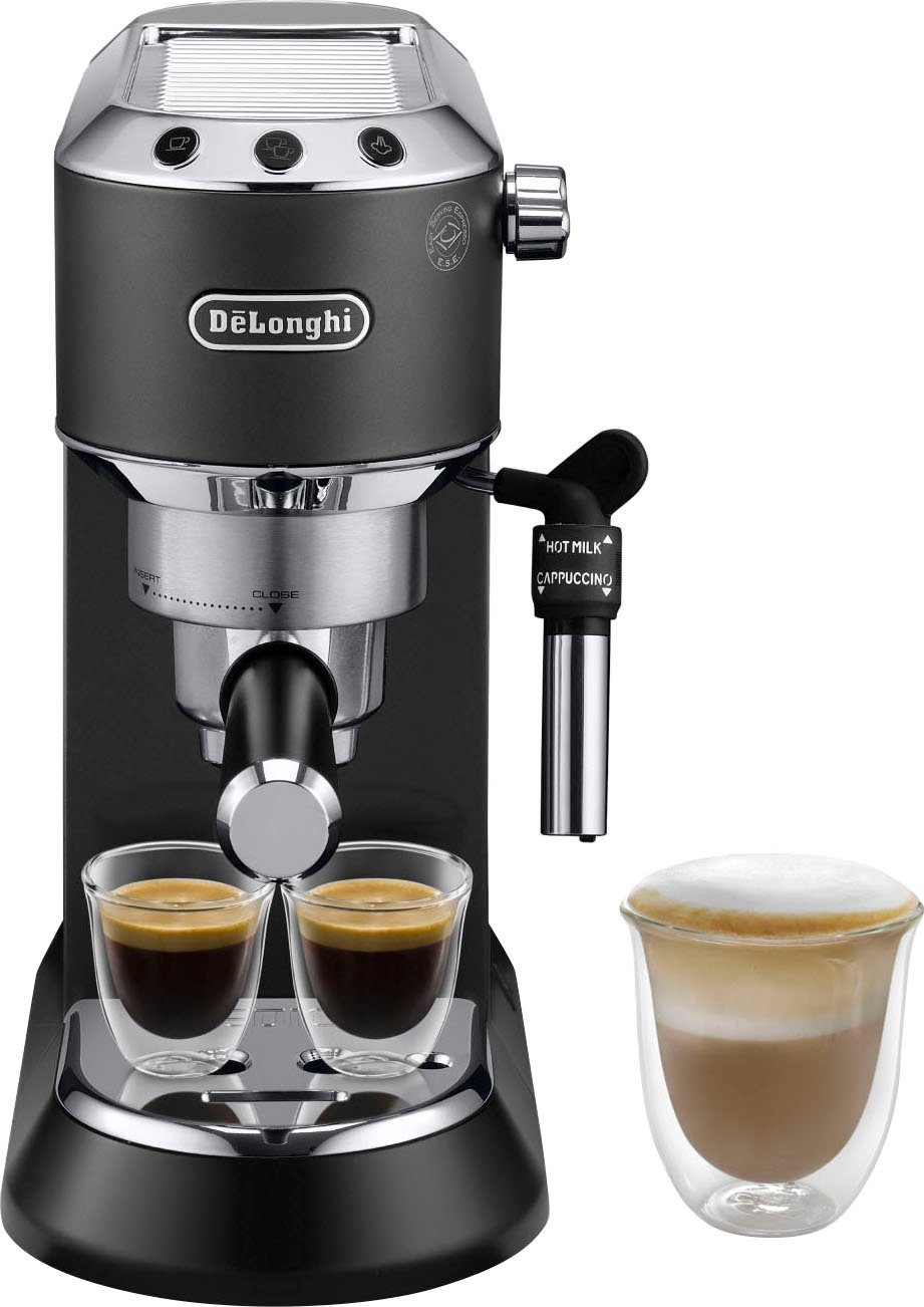 De\'Longhi Siebträgermaschine Dedica Style EC 685.B, 1350 Watt, 15 Bar, Flow  Stop Funktion zum Programmieren der Tassenfüllmenge