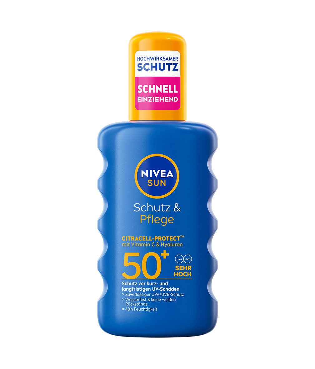 Nivea Sun Sonnenschutzspray Schutz & Pflege Sonnenspray LSF 50+ 200ml, 1-tlg.