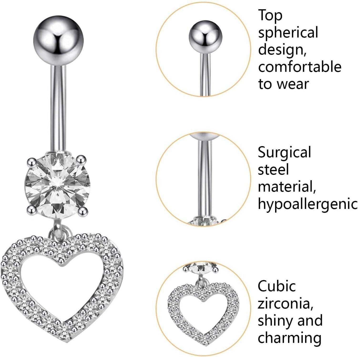 Moosono Bauchnabelpiercing-Set 5er Set Bauchnabelpiercing Chirurgenstahl günstig online kaufen