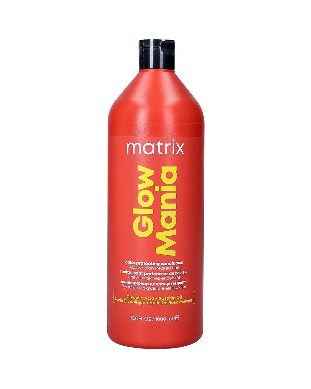 MATRIX Haarspülung Matrix Glow Mania Conditioner für stumpfes coloriertes Haar (1000 ml), Packung, pflegt coloriertes Haar mit Glanz, Farbschutz & Feuchtigkeit