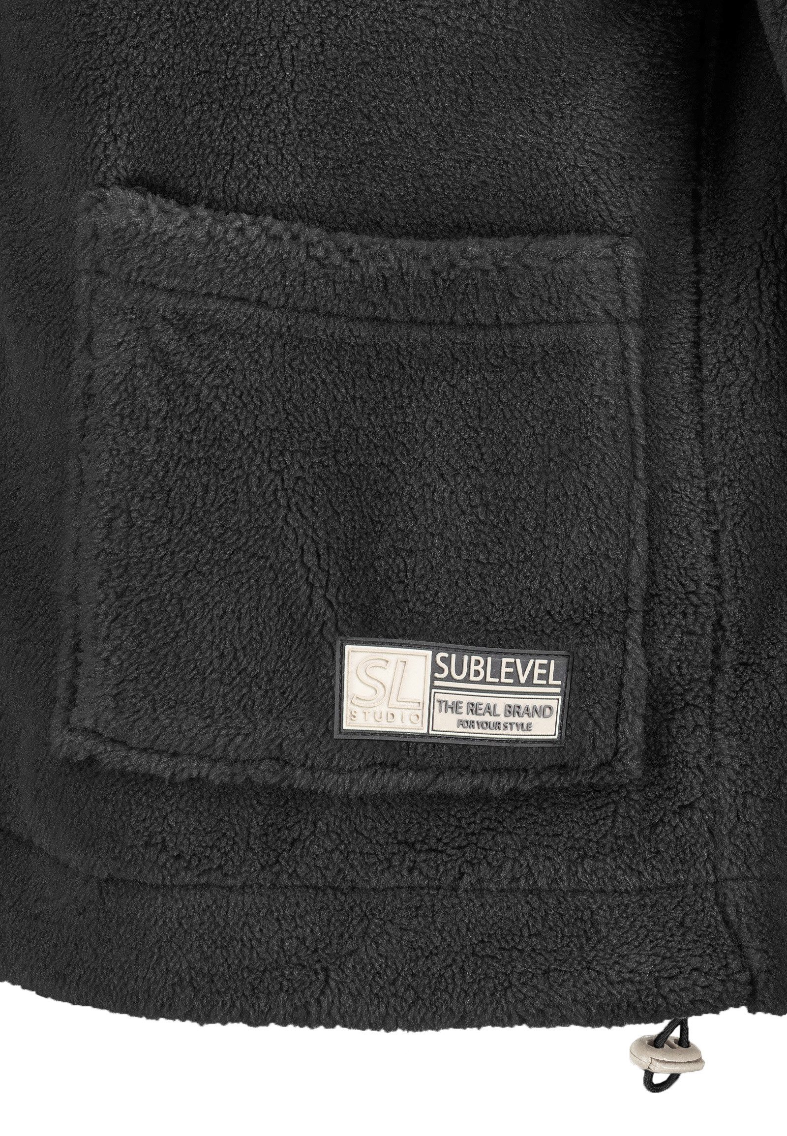 SUBLEVEL Fleecejacke Damen Teddyfleece Kuschelig Übergangsjacke Jacke Outdoor Stehkragen, Kapuze, flauschig, kuschelig, warm, Outdoor
