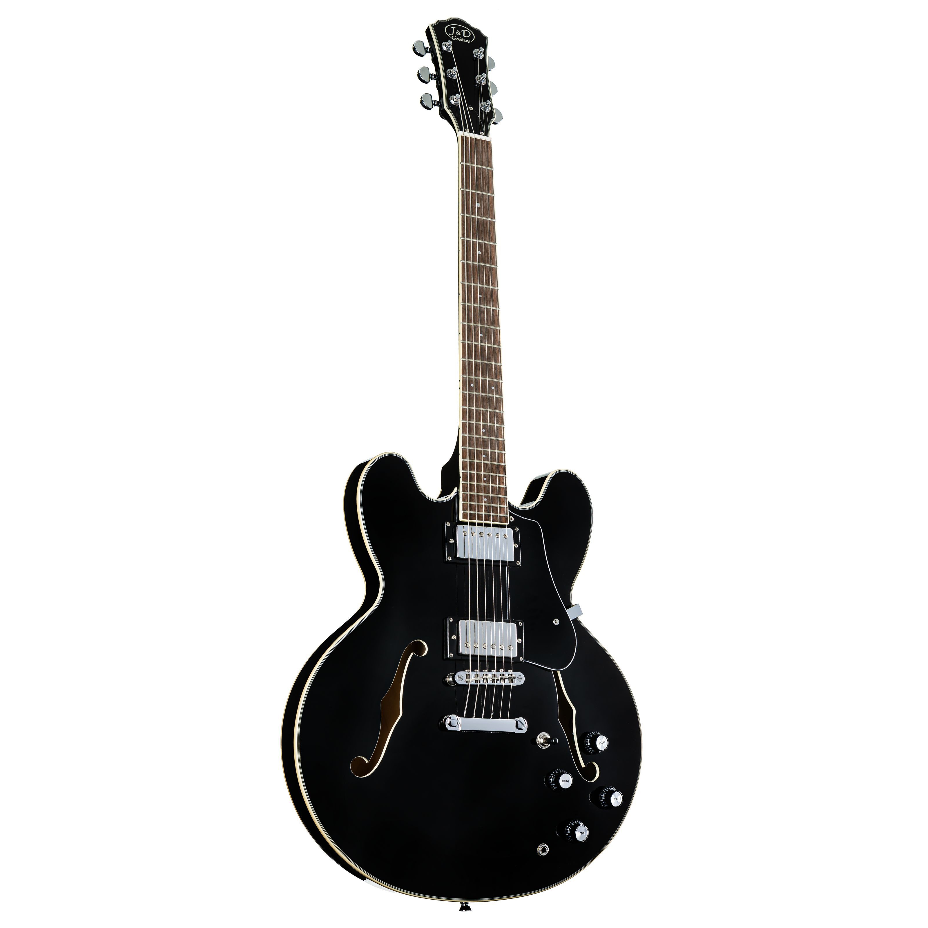 J & D Halbakustik-Gitarre, Halb-Akustik Gitarren, Semi Hollow-Modelle, SH-1 II Black - Halbakustik Gitarre