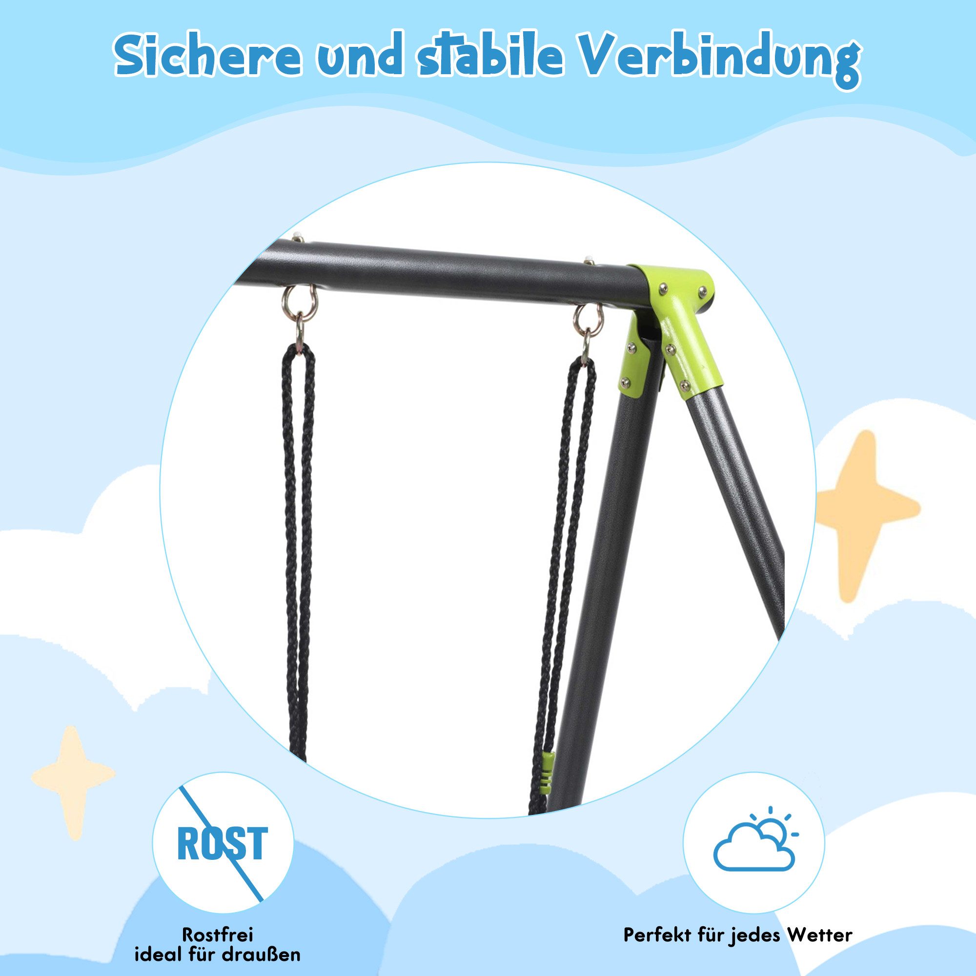 Baby Vivo Einzelschaukel Kinderschaukel / Schaukelgestell - Doppelschaukel bis 100 kg