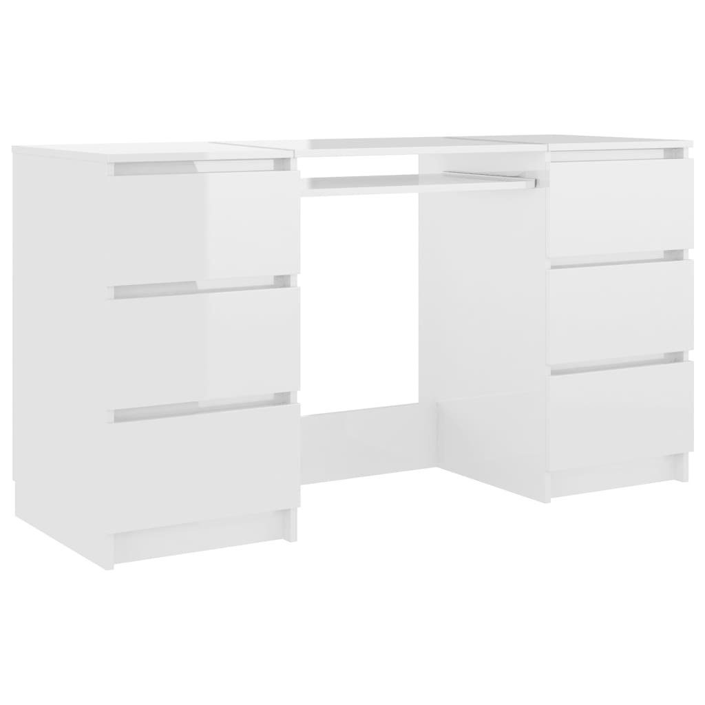 vidaXL Schreibtisch Schreibtisch Hochglanz-Weiß 140x50x77 cm | Holzwerkstoff Hochglanz-Weiß Hochglanz-Weiß