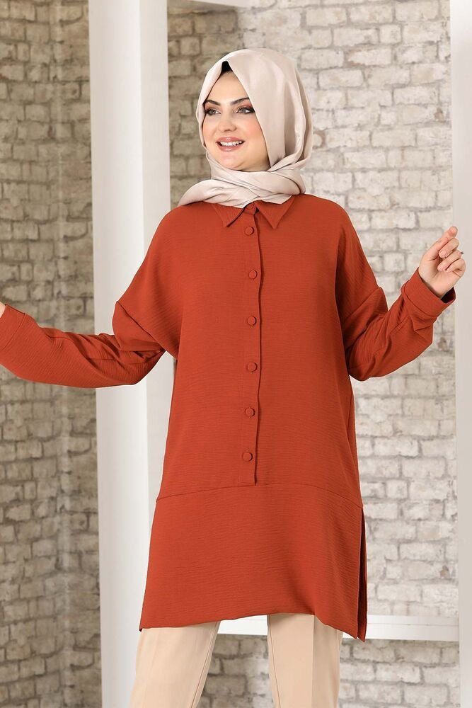 Modavitrini Longtunika Lockere Hijab-Tunika mit Knopfdetail Damen Tunika Lo günstig online kaufen