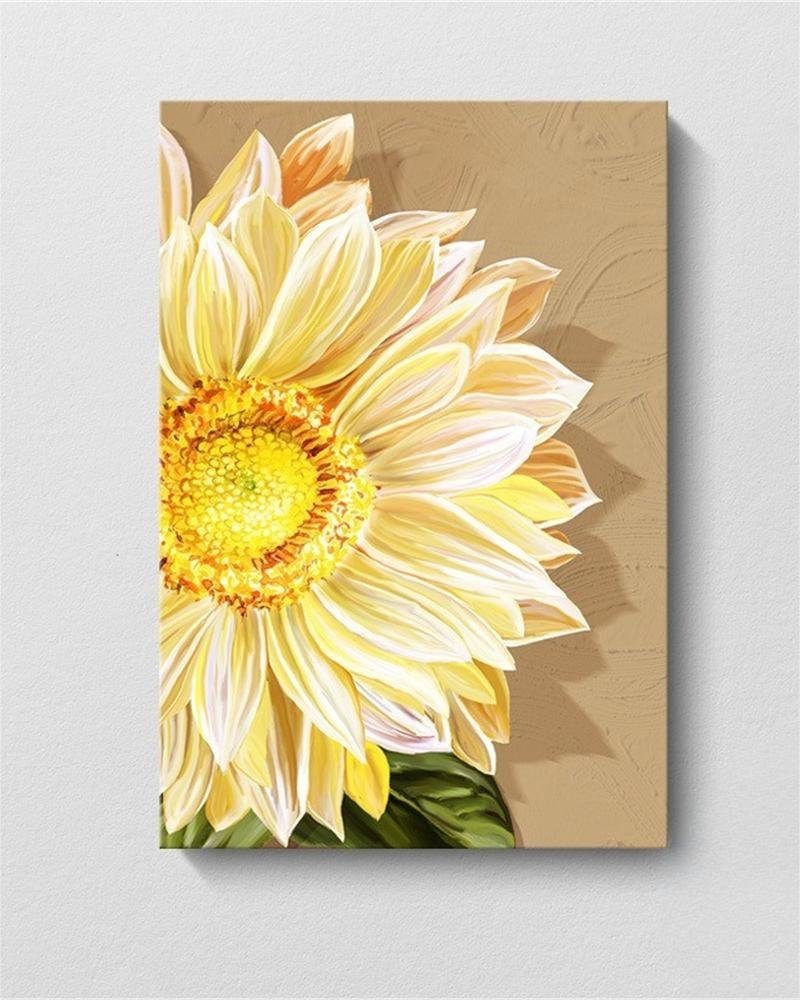 Aufhängefertig Malerei, Leinwand (30×40cm), Kunstdruck Sonnenblume Blume, Rouemi Gelb-A dekorative Gemälde Leinwandbild,
