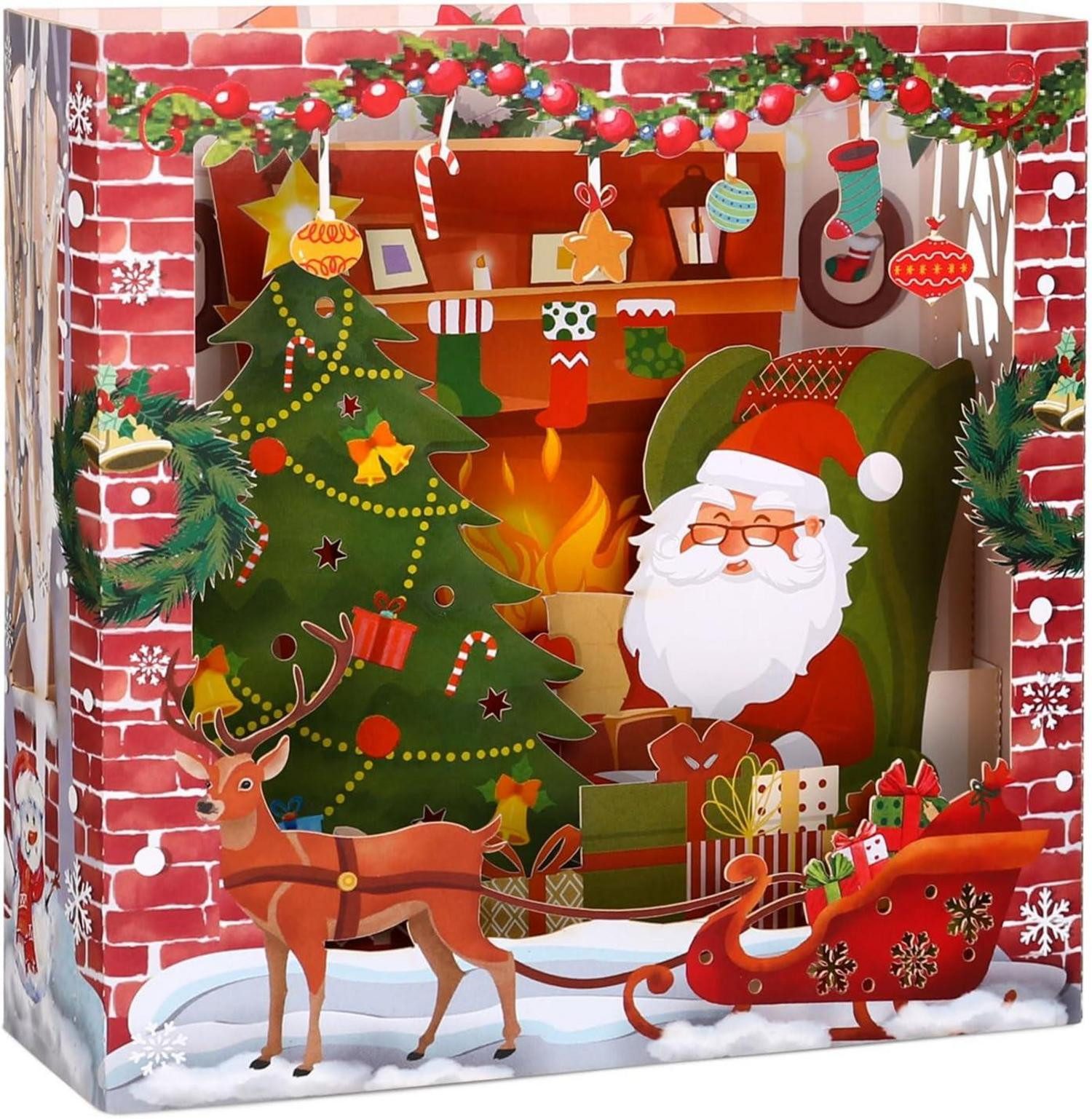 Baumbehang Weihnachtskarten Pop Up Karten 3D Glückwunschkarte Nikolaus Umschlag