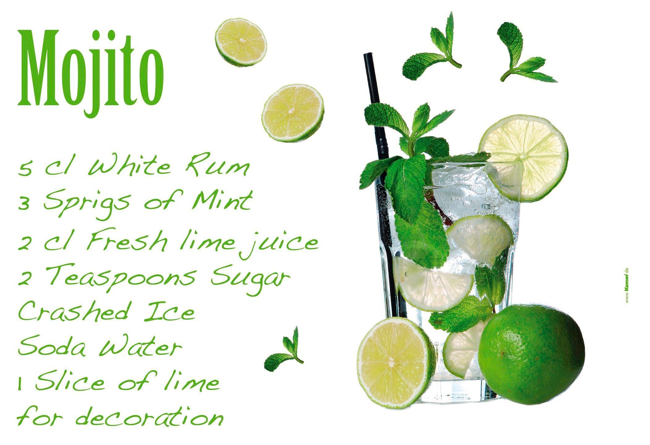 Komar Wandtattoo Mojito - Größe 100 x 70 cm, selbstklebend, Wandsticker