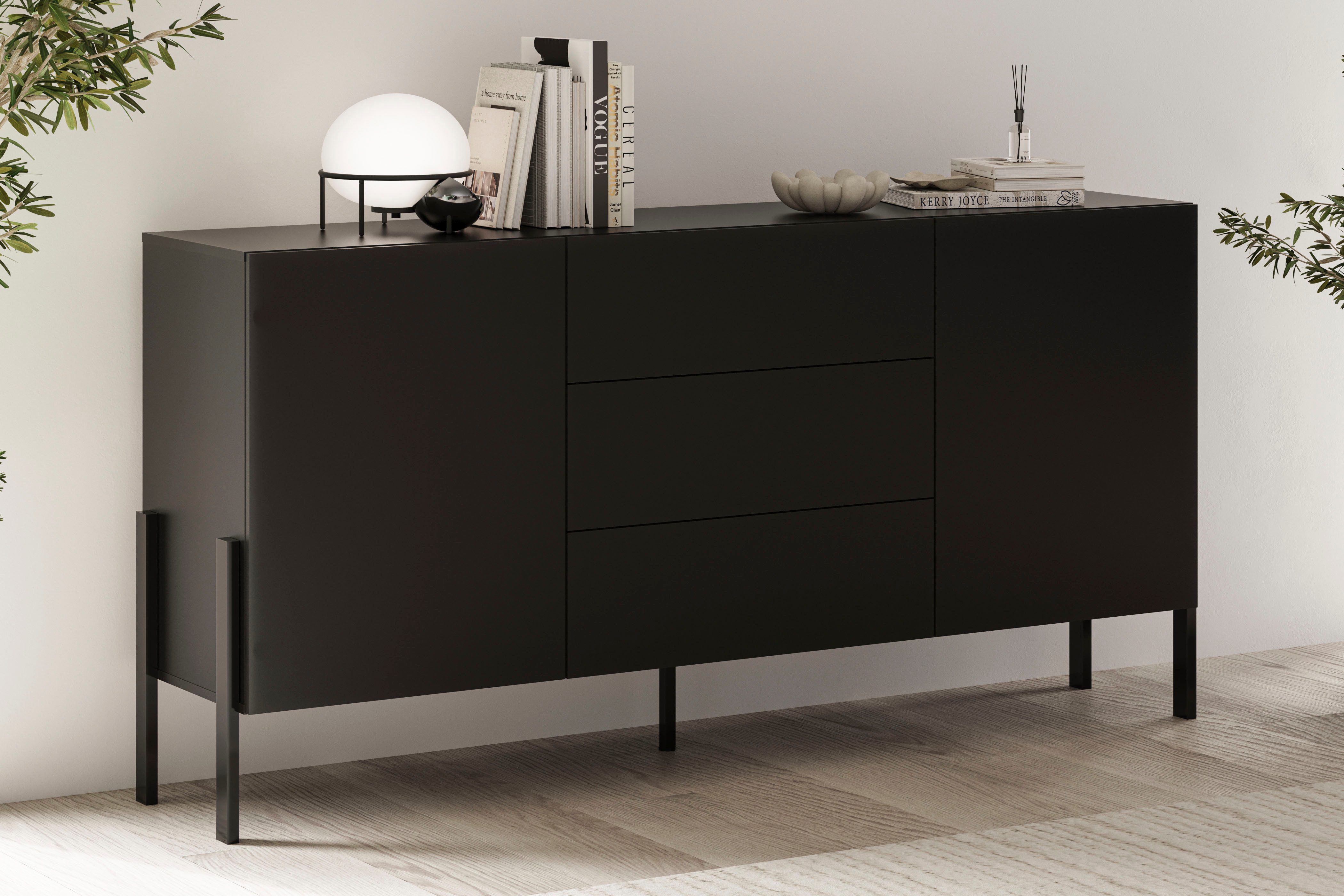 OTTO home Sideboard Jukon, Breite 150 bzw.180 cm, moderne grifflose Kommode, Schubladenschrank 2 Türen/3 Schubkästen, push-to-open-Funktion