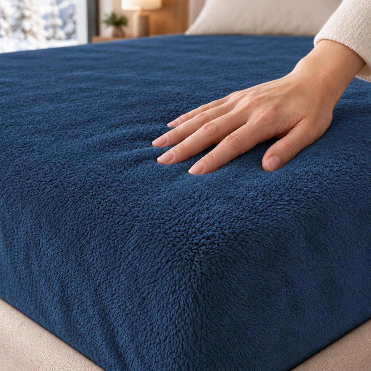 One Home Spannbettlaken Winter Cashmere Touch, Fleece, Gummizug: rundum, (1 Stück), flauschig weich warmes Teddy Plüsch – Bild 3 von 5