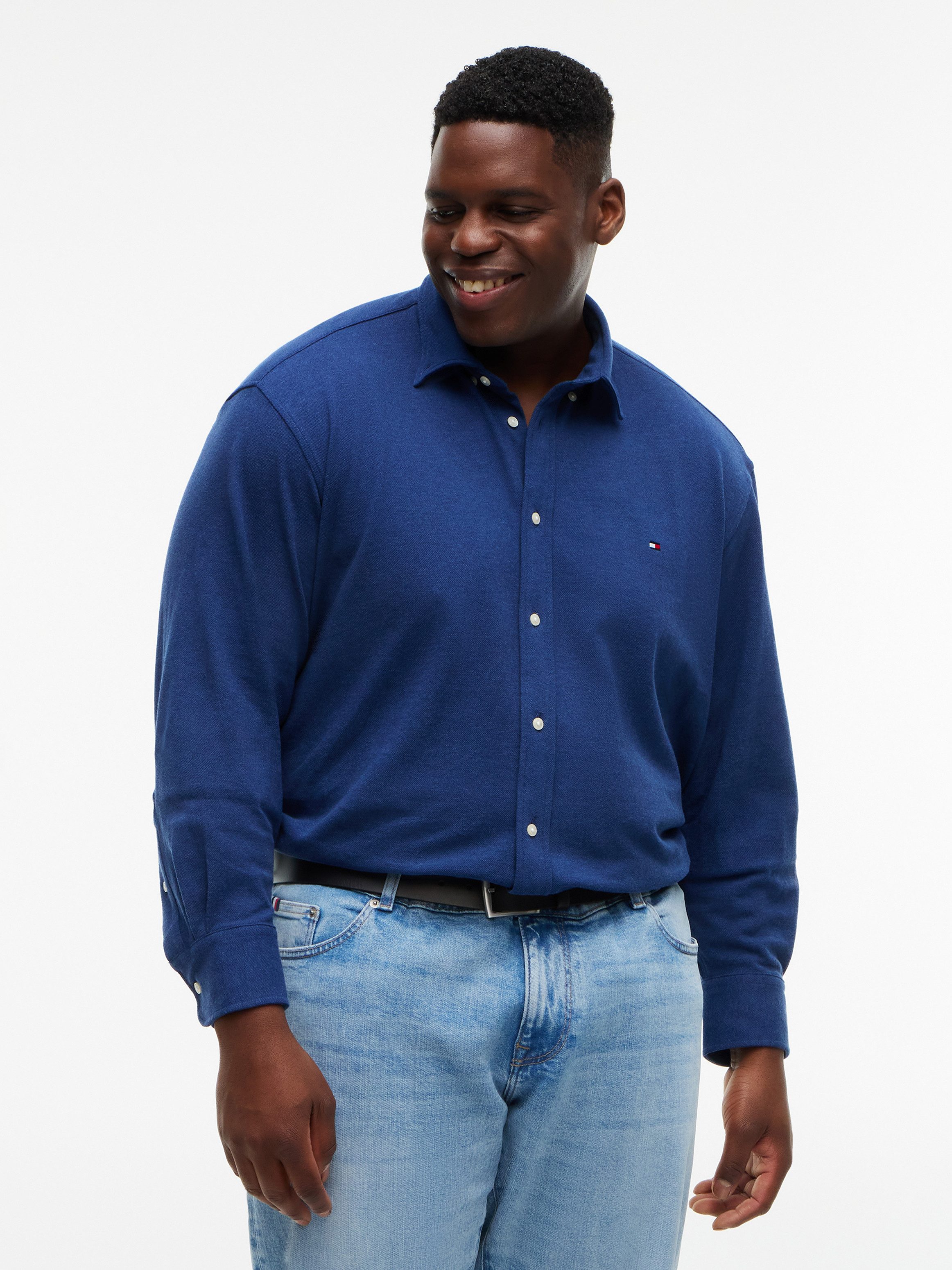 Tommy Hilfiger Big & Tall Langarmhemd BT-KNIT PIQUE FEATHERWEIGHT SLIMFIT Große Größen