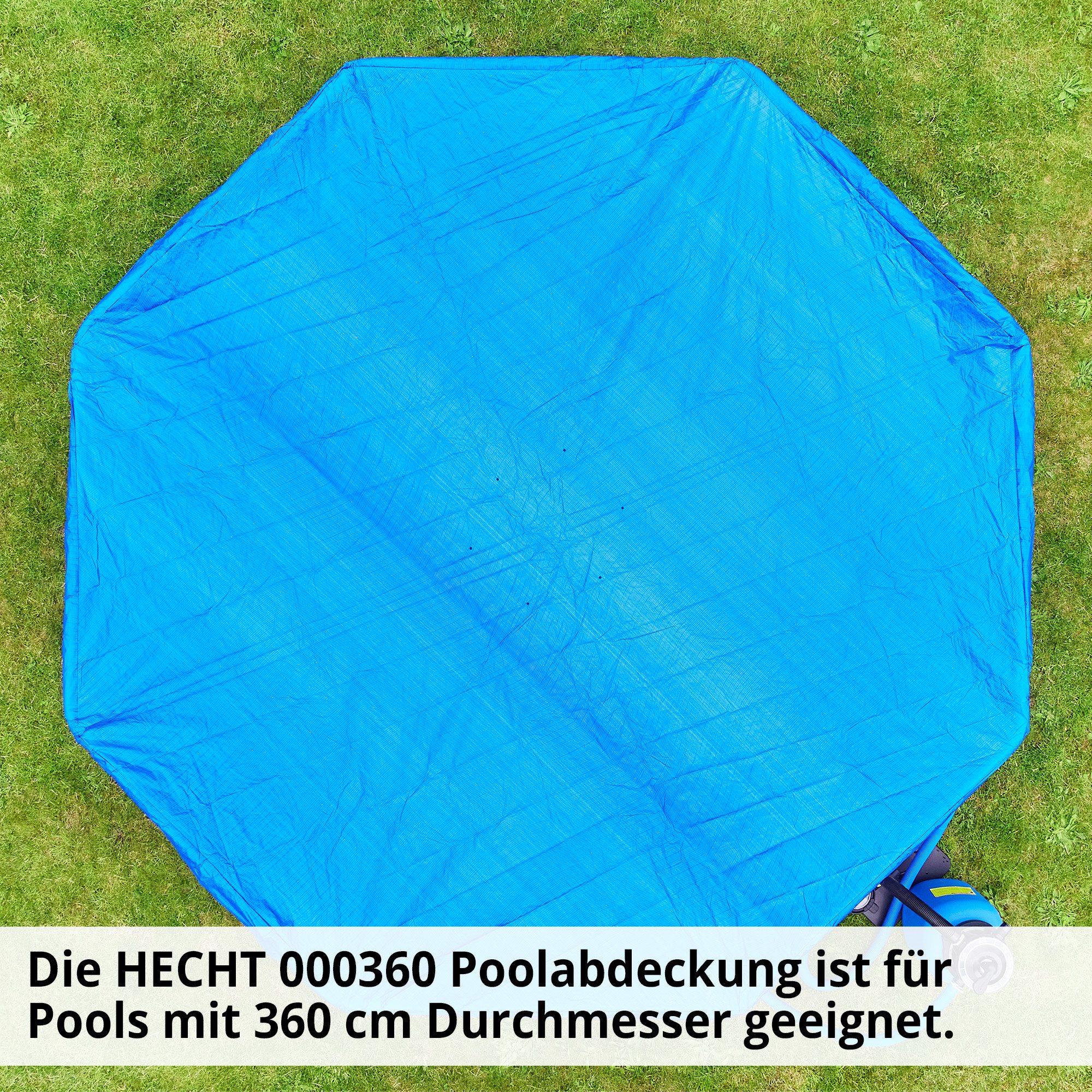 Hecht Pool-Abdeckplane 000360 rund Ø 3,60 m für Stahlrohrpool wetterfest (1-St), wassersparend, Laubschutz, Insektenschutz, langlebig