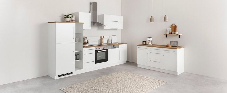 HELD MÖBEL Küchenzeile Samos, mit E-Geräten, Breite 310 cm, Hochwertige  MDF-Fronten, außer bei Farbe weiß