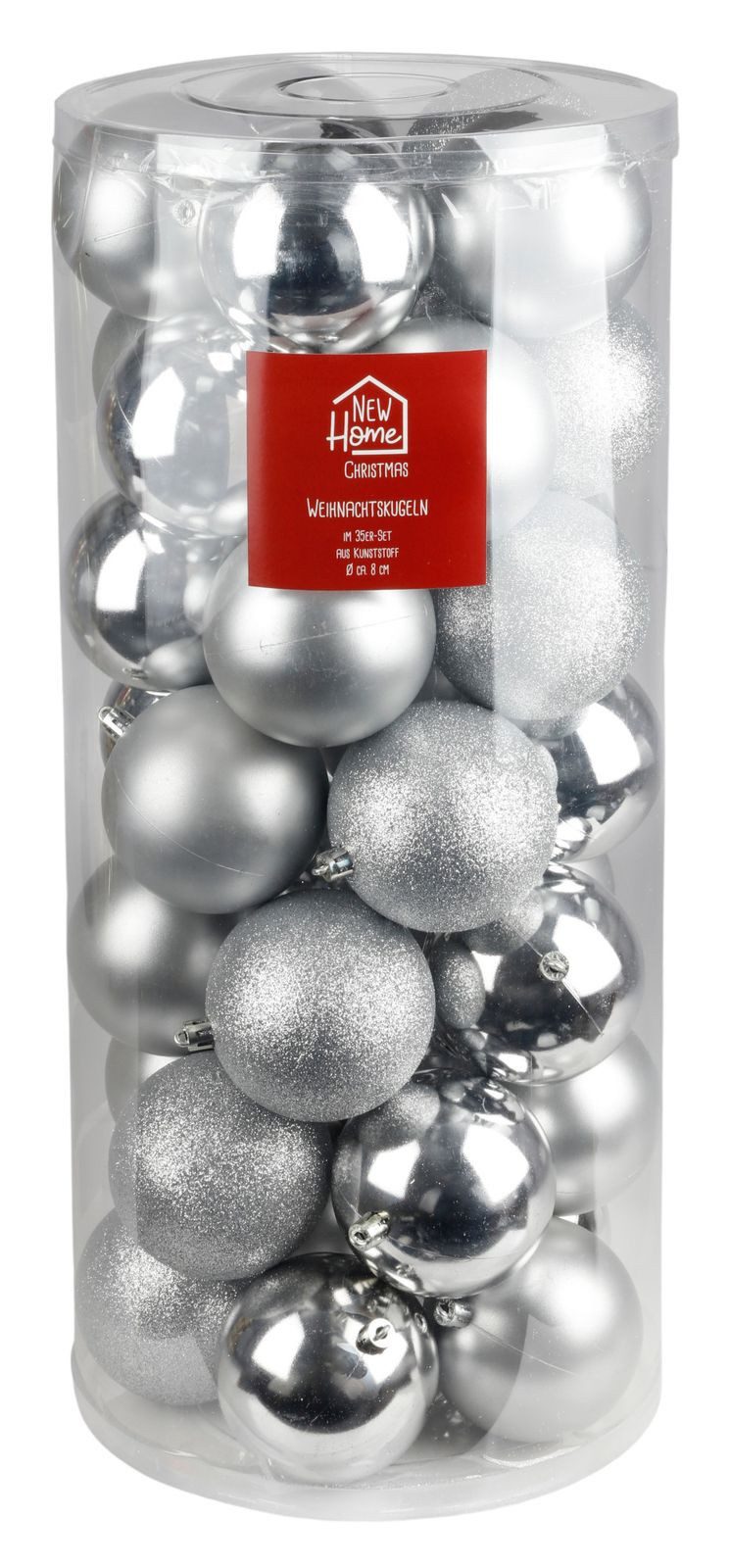 BURI Weihnachtsbaumkugel Weihnachtsbaumkugeln silber 35-tlg Christbaumschmuck Baumschmuck (35 St)
